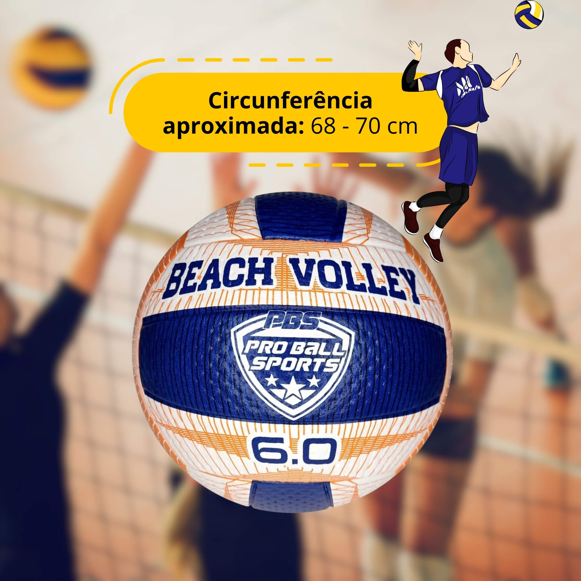 Bola Beach Vôlei Oficial 6.0 Pro Ball Sports Futebol e Magia - 478
