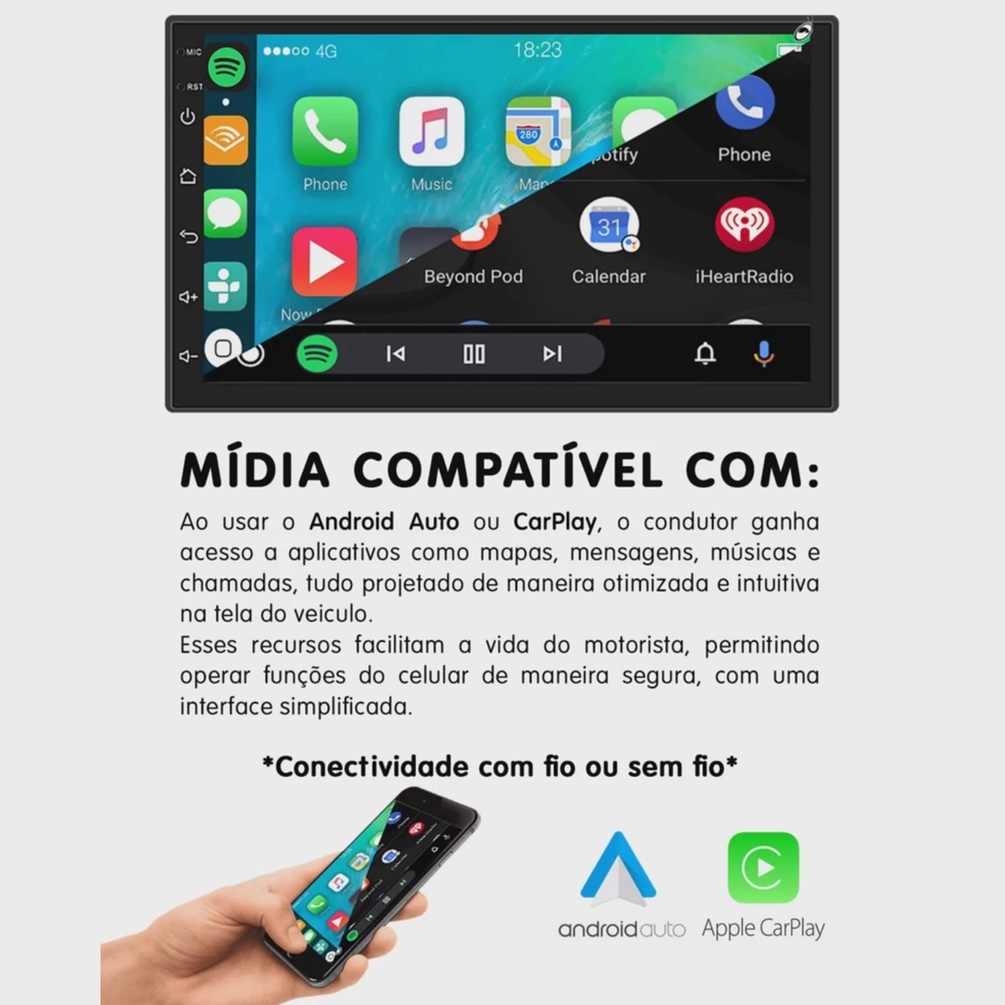 COMP Kit Multimídia Slim 7" Palio Siena Idea 2003 a 2012 Octa-Core Android 4GB Ram 64GB