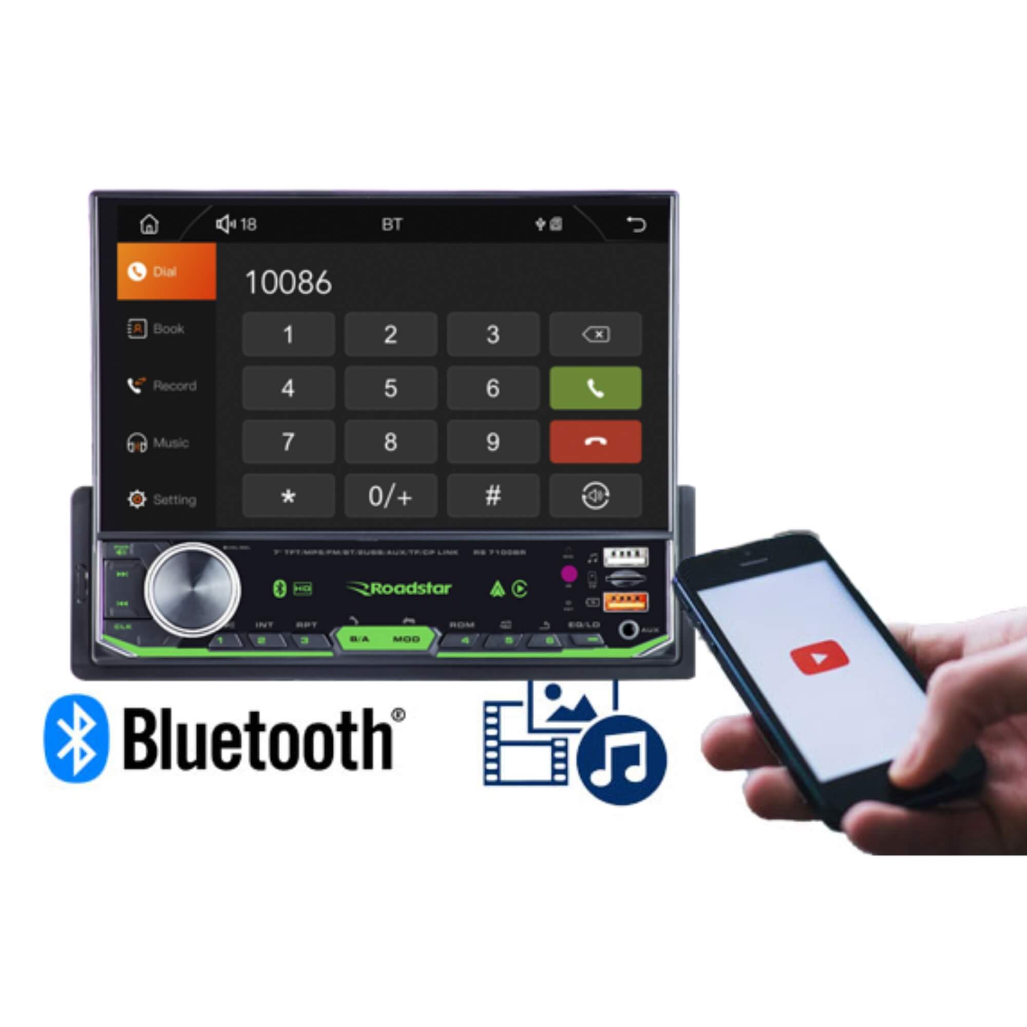 Multimídia 1 DIN 7" Full Touch MP5 Carplay Pro Line Roadstar - RS-7100BR MI