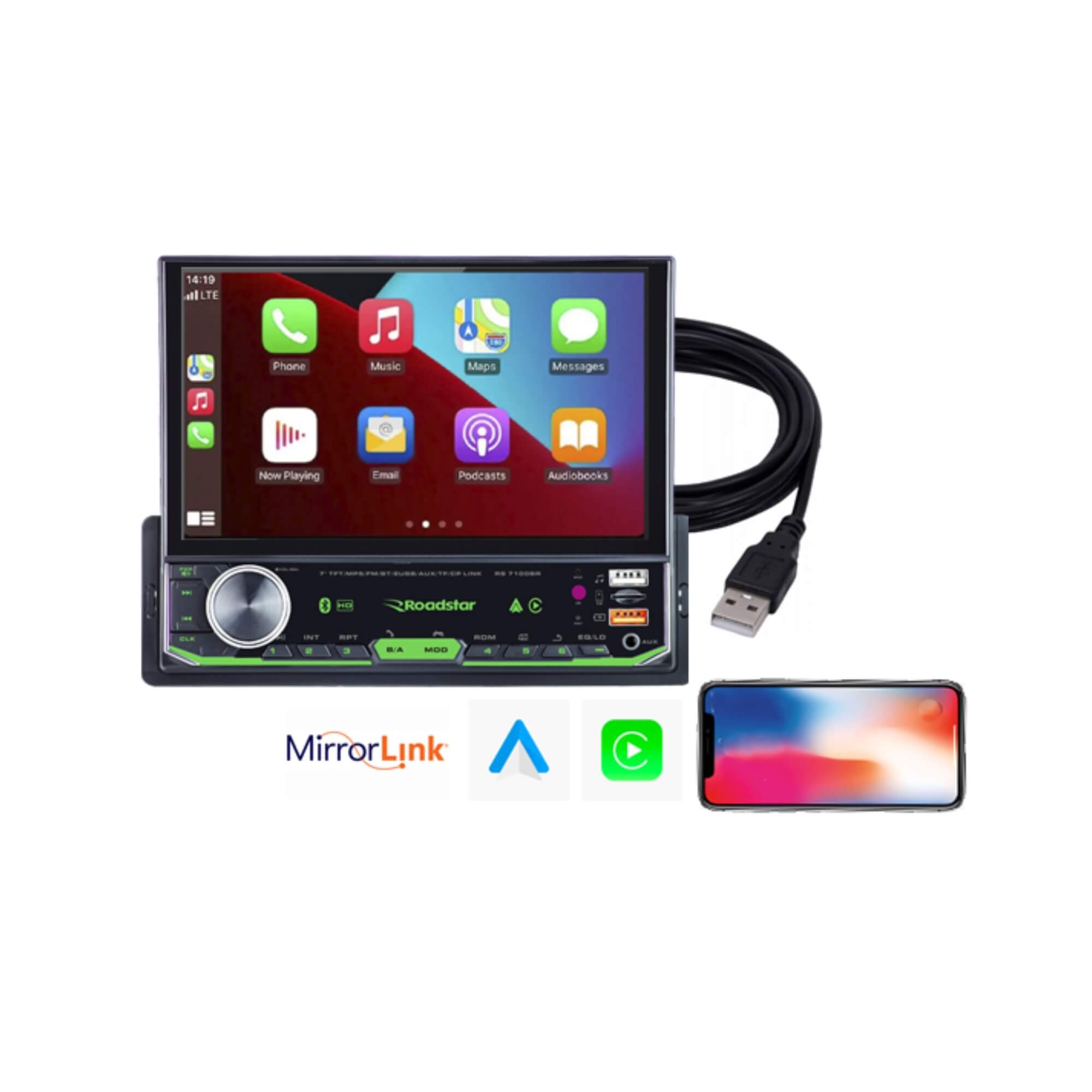 Multimídia 1 DIN 7" Full Touch MP5 Carplay Pro Line Roadstar - RS-7100BR MI