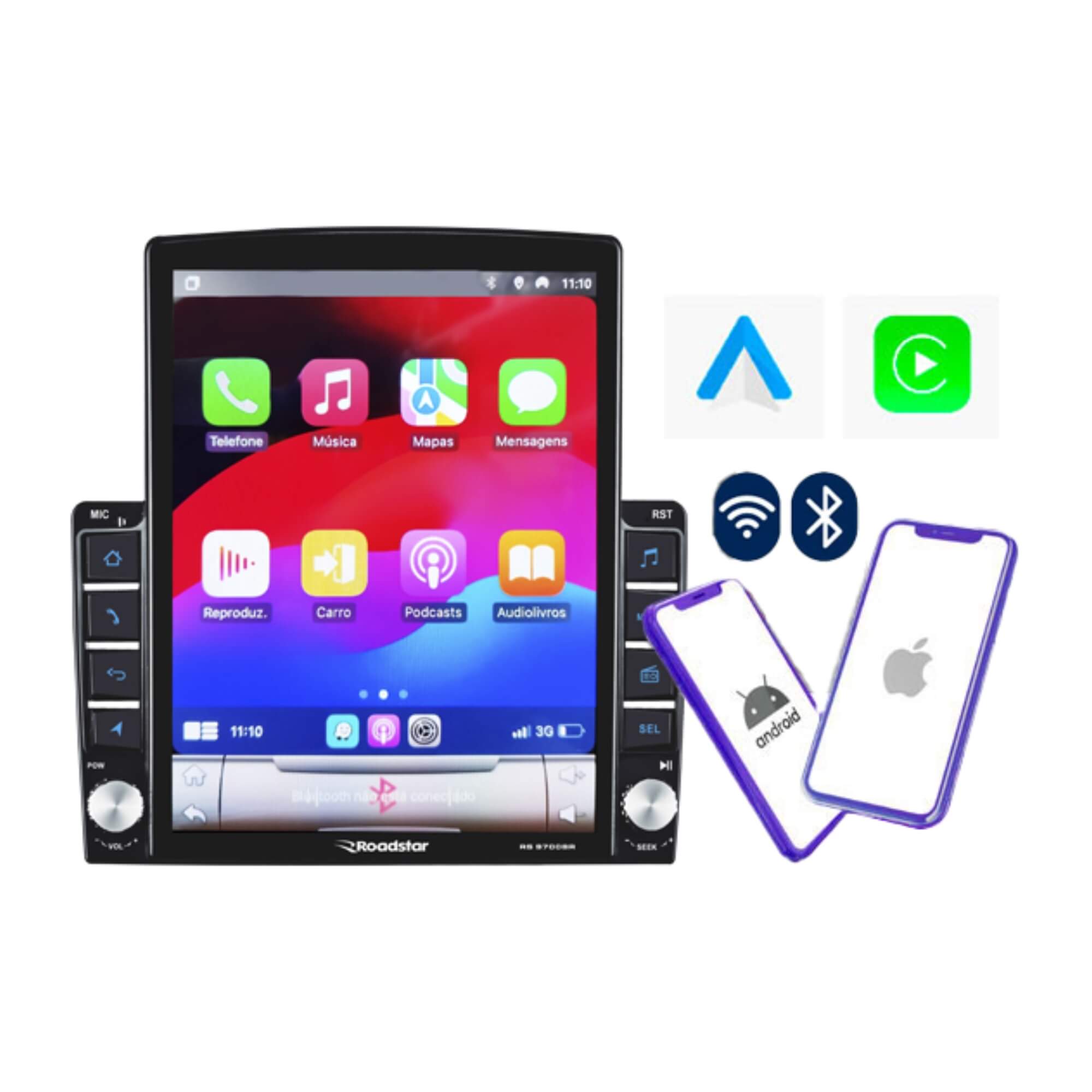 Multimídia Android Carplay Pro Line Tela QLED de 9.7" Full Touch Roadstar - RS9700BR MI