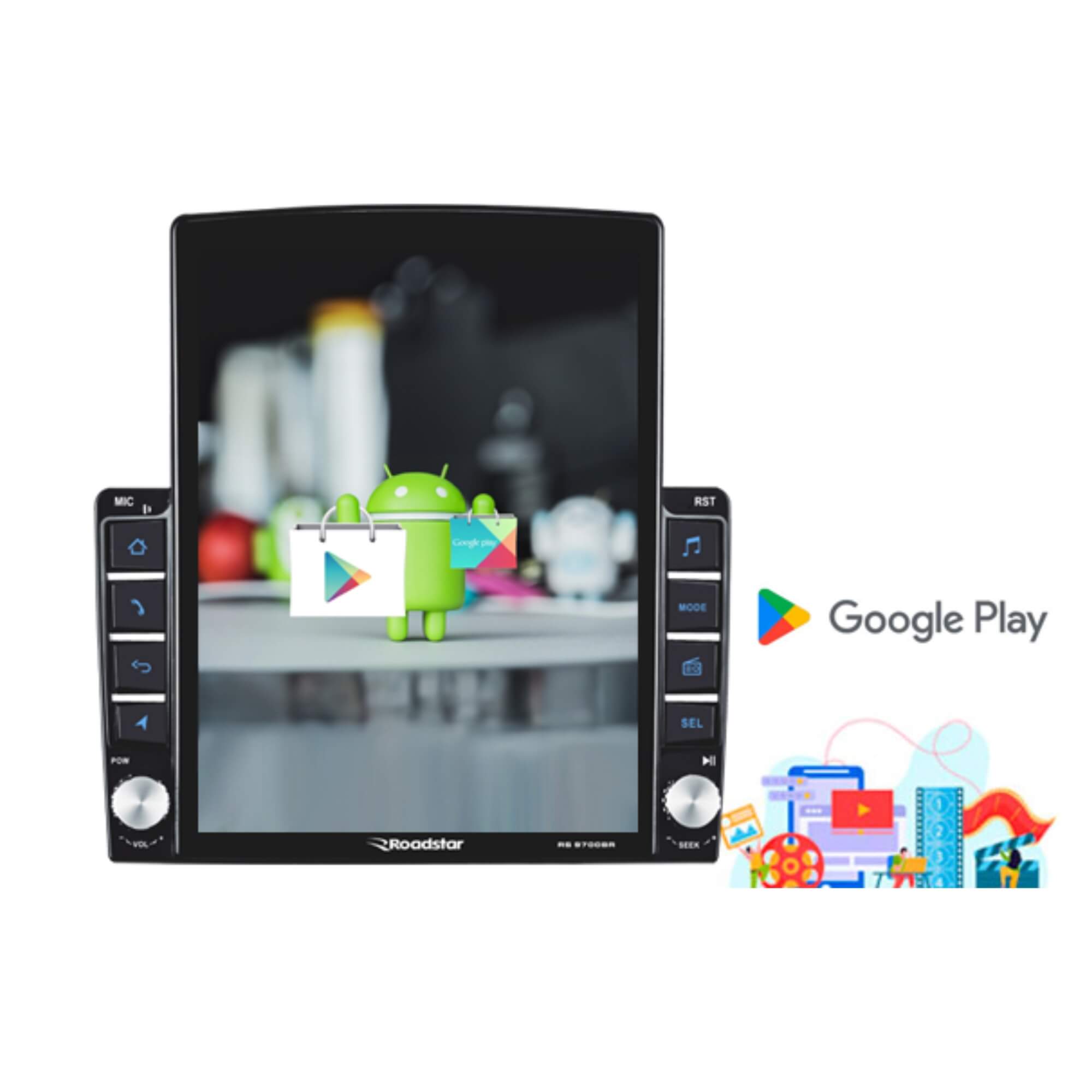 Multimídia Android Carplay Pro Line Tela QLED de 9.7" Full Touch Roadstar - RS9700BR MI
