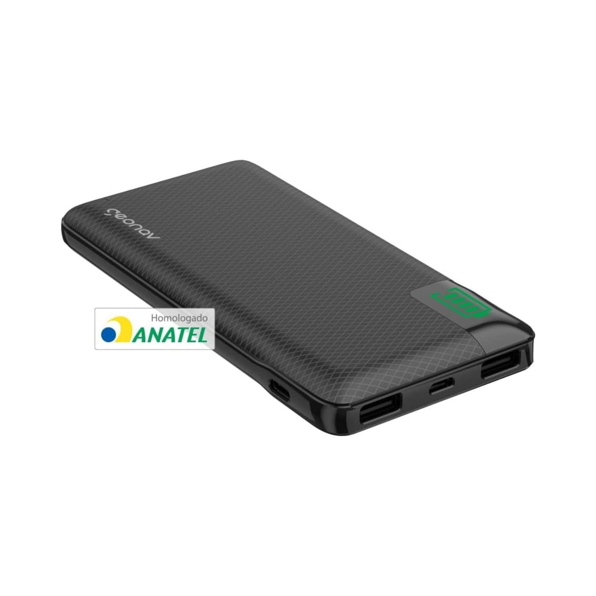 Carregador Portátil Universal 10.000mAh 2 Portas USB + 1 Porta USB-C Geonav - 7898564045345