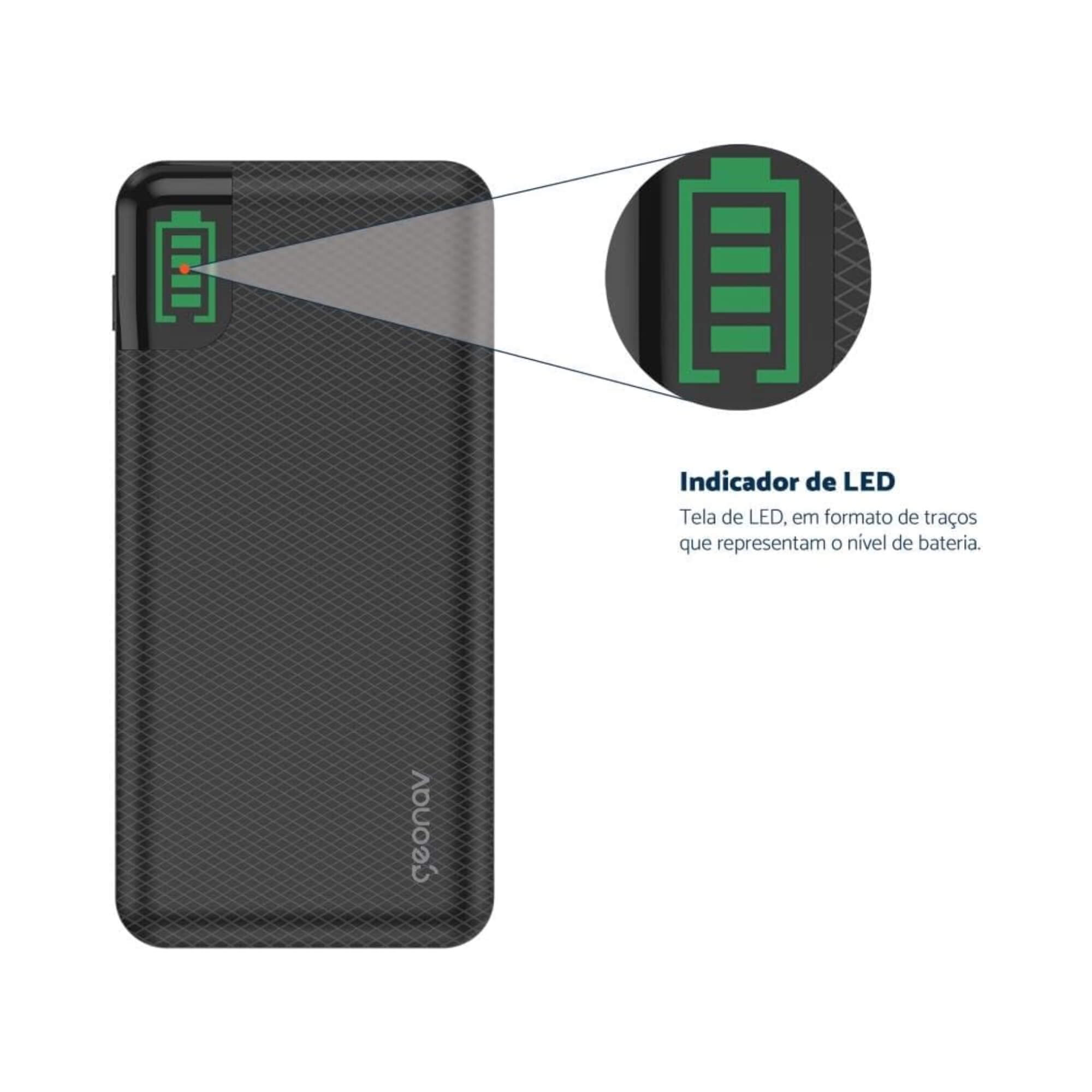 Carregador Portátil Universal Powerbank 20000mah USB Tipo C 18W Turbo Geonav - 7898564045314