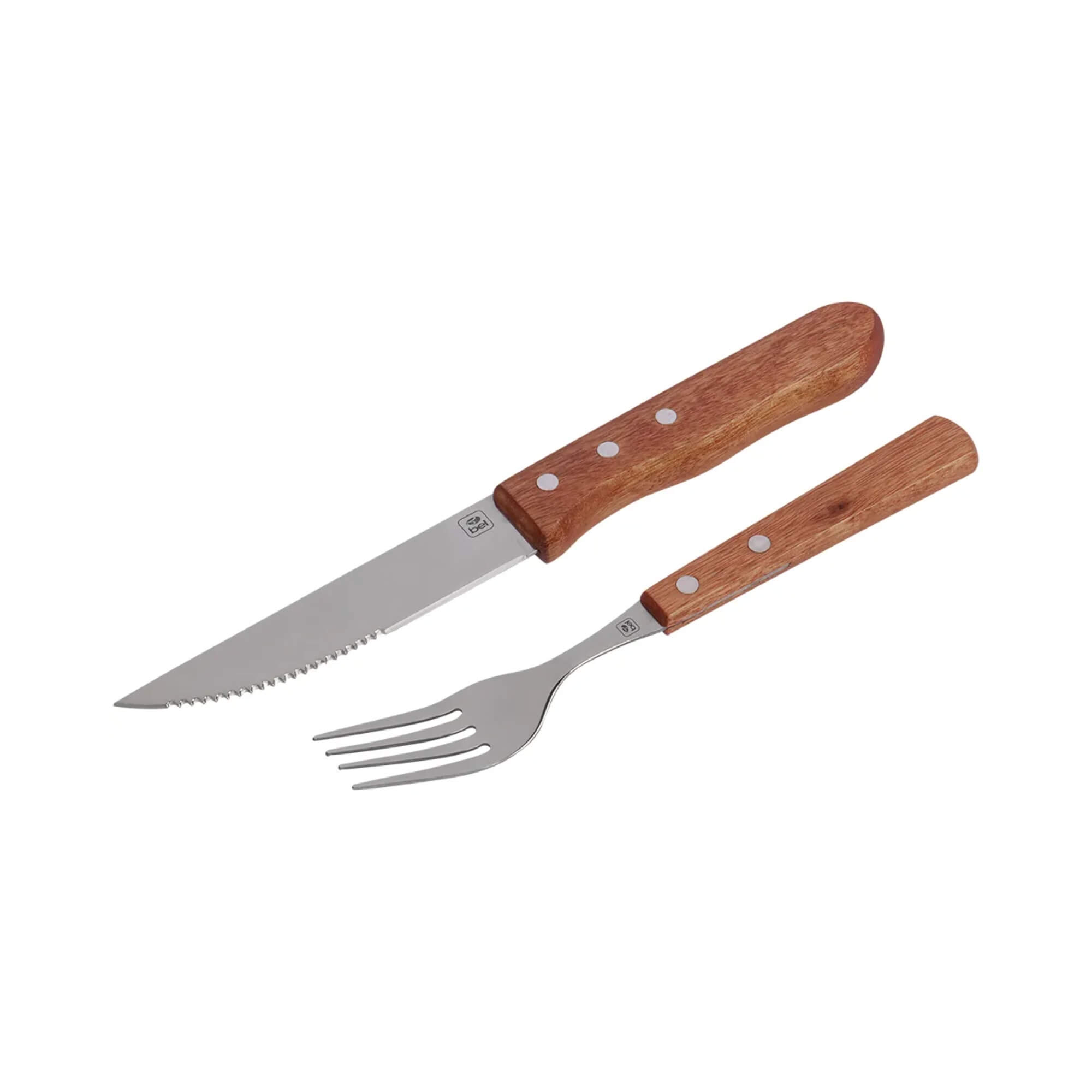Jogo de Talheres Premium em Inox com Cabo de Madeira para Churrasco 8 Peças Bel - 257300
