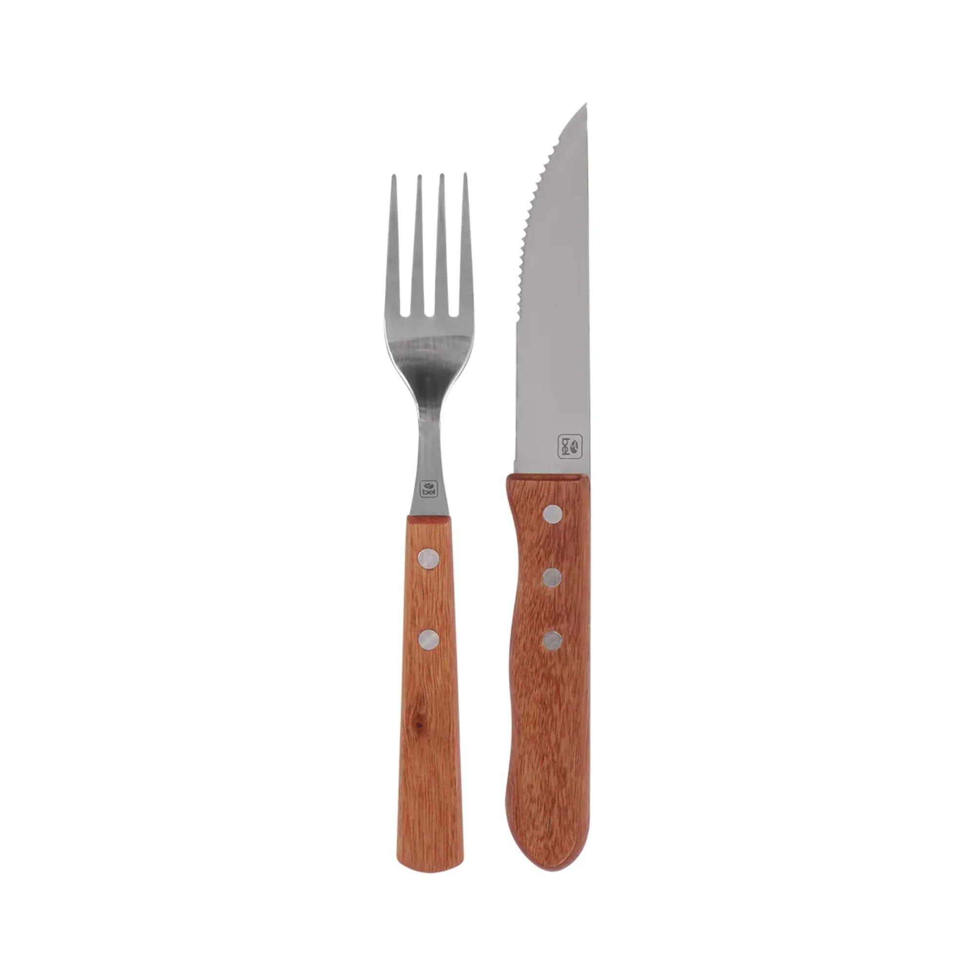 Jogo de Talheres Premium em Inox com Cabo de Madeira para Churrasco 8 Peças Bel - 257300