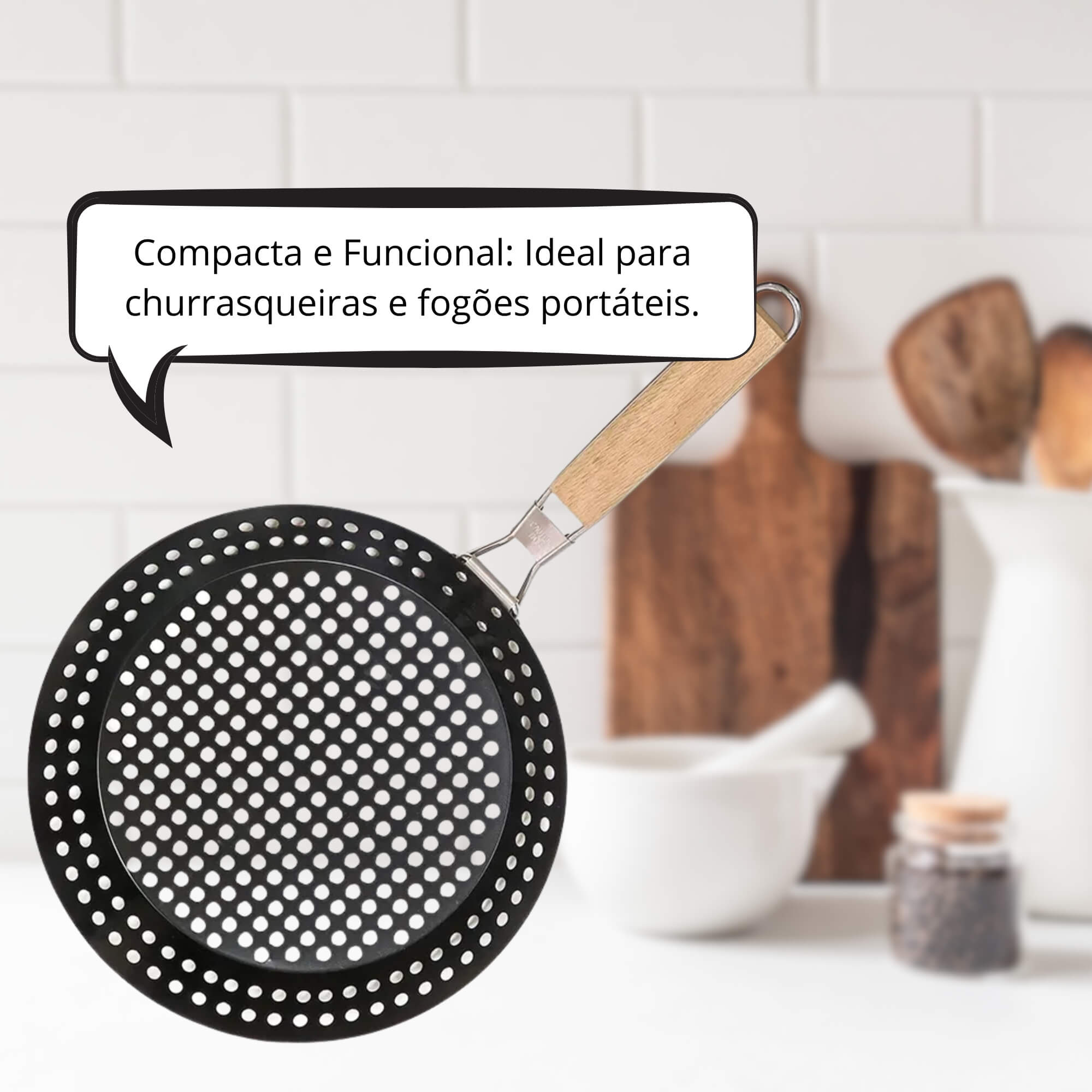 Frigideira Antiaderente para Grelhar Portátil Preta Bel - 256900