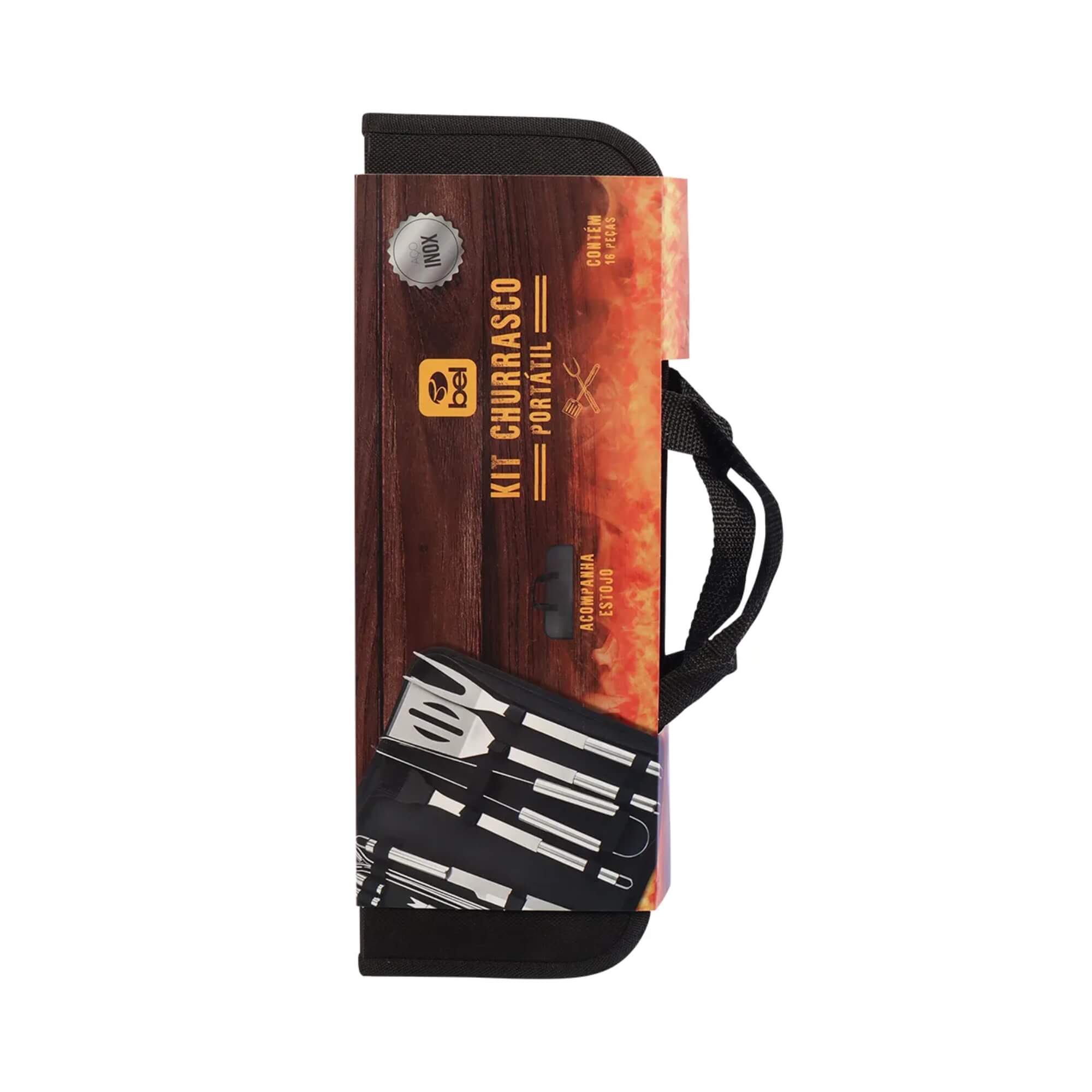 Kit Churrasco Premium em Inox 16 Peças com Estojo Bel - 256600