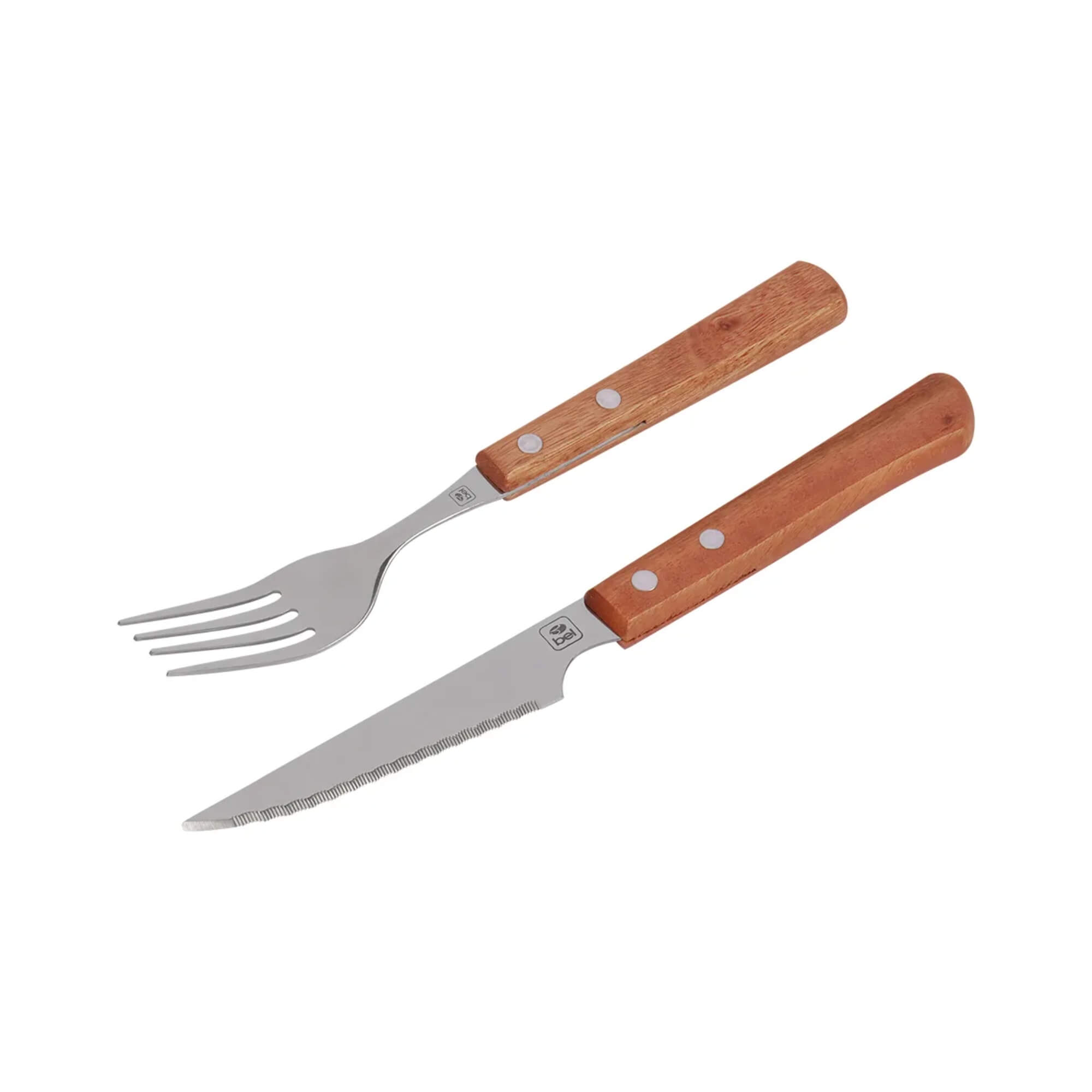 Jogo de Talheres em Inox com Cabo de Madeira para Churrasco 8 Peças Bel - 257200