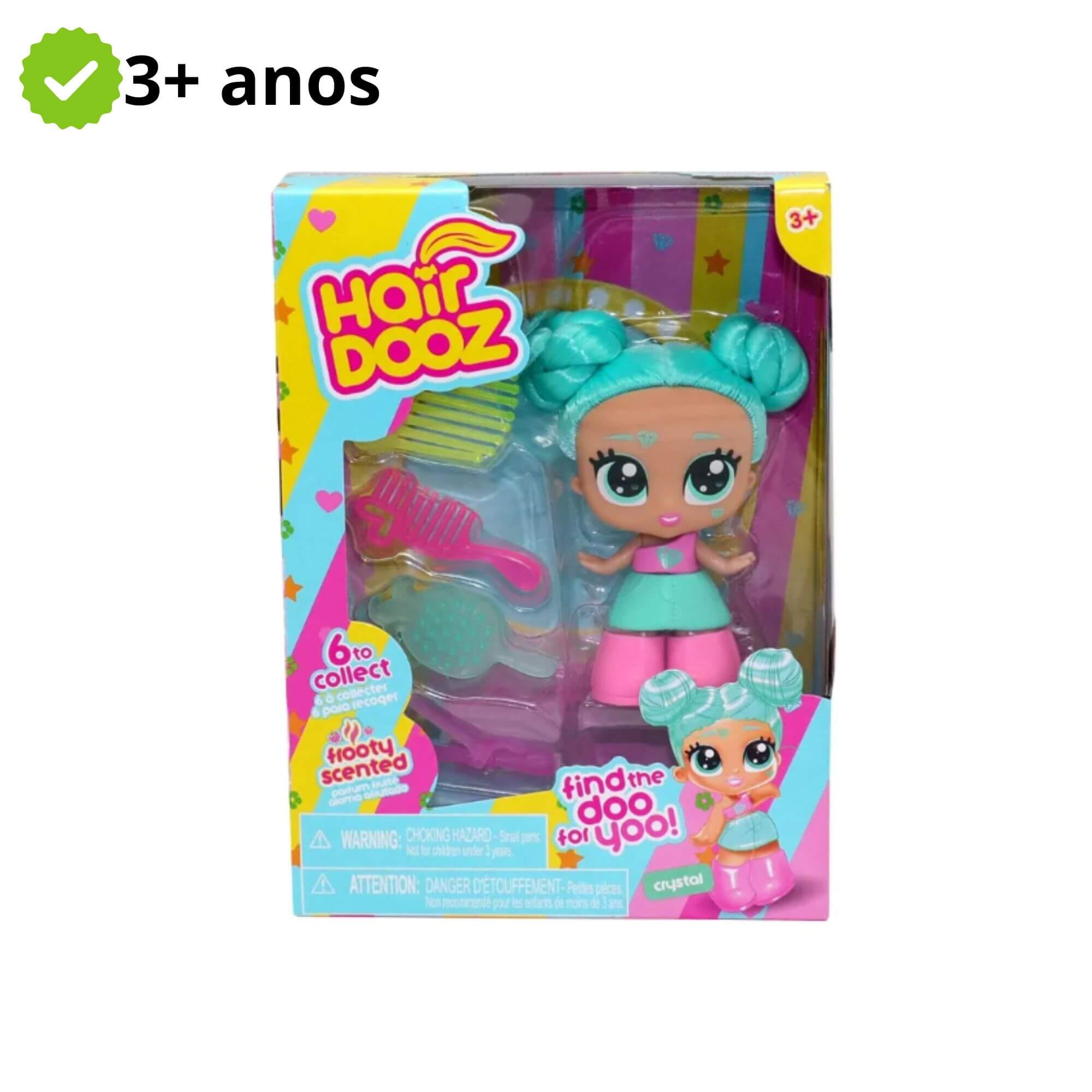 Brinquedo Infantil Hair Dooz Mini Boneca Colecionável Crystal 11cm 3+ anos Multikids - BR2217
