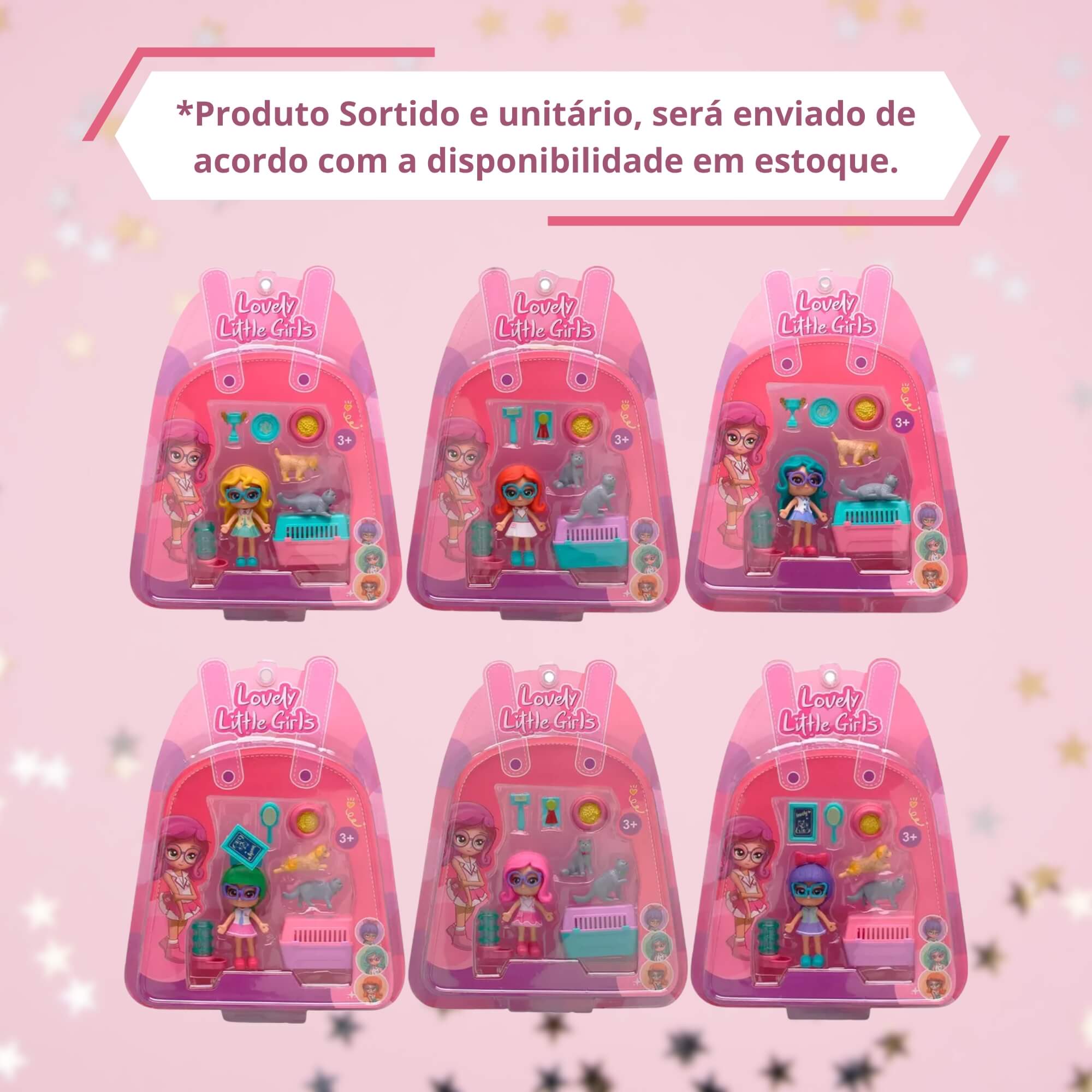 Boneca Lovely Little Girls Super Pet Shop Sortida e Unitária Multikids - BR2268