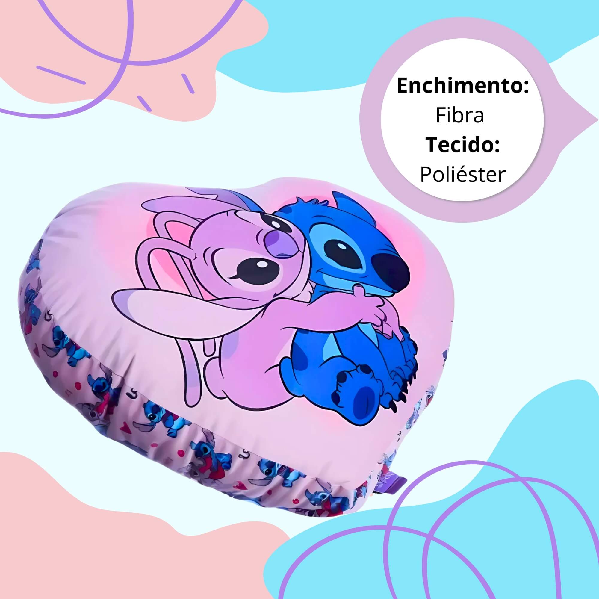 Almofada Formato Fibra Coração Stitch Minha Metade Zona Criativa - 10065229