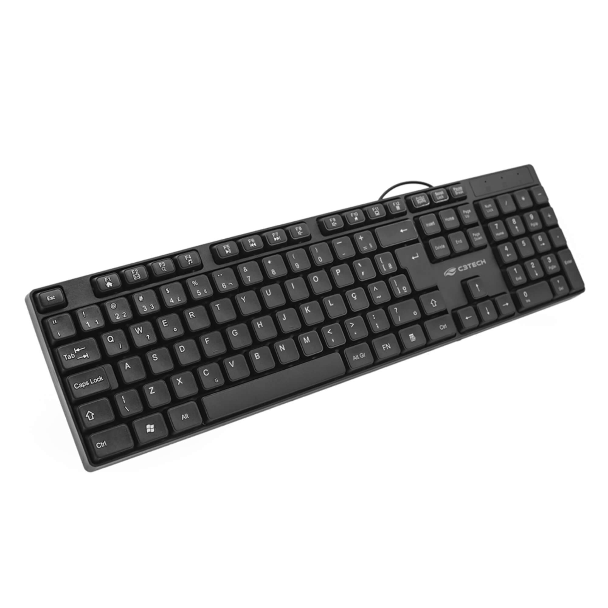 Teclado USB Multmídia KB-M10BK Preto C3 Tech - 303020870100