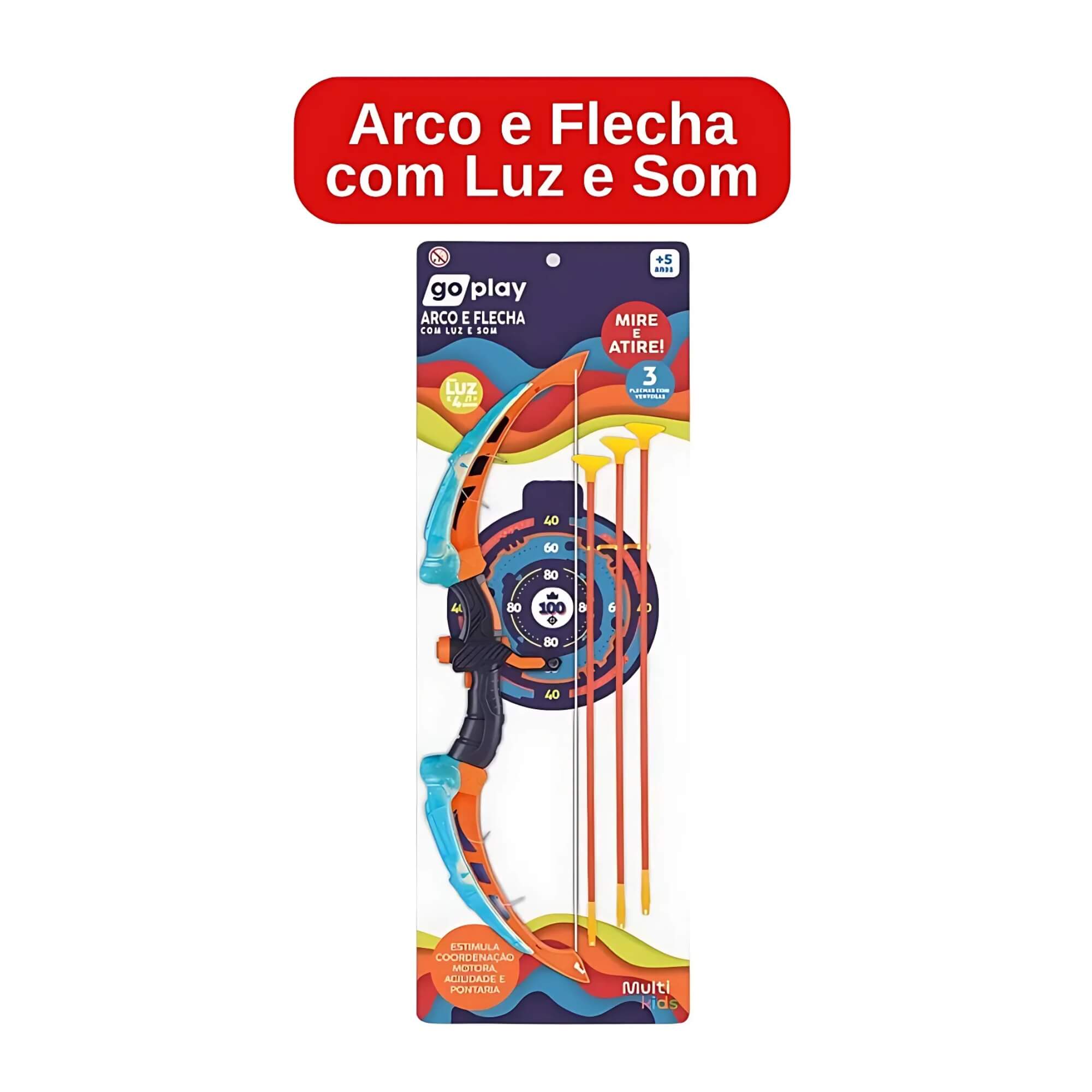Brinquedo Infantil Arco e Flecha Go Play Com Luz e Som Multikids - BR2326