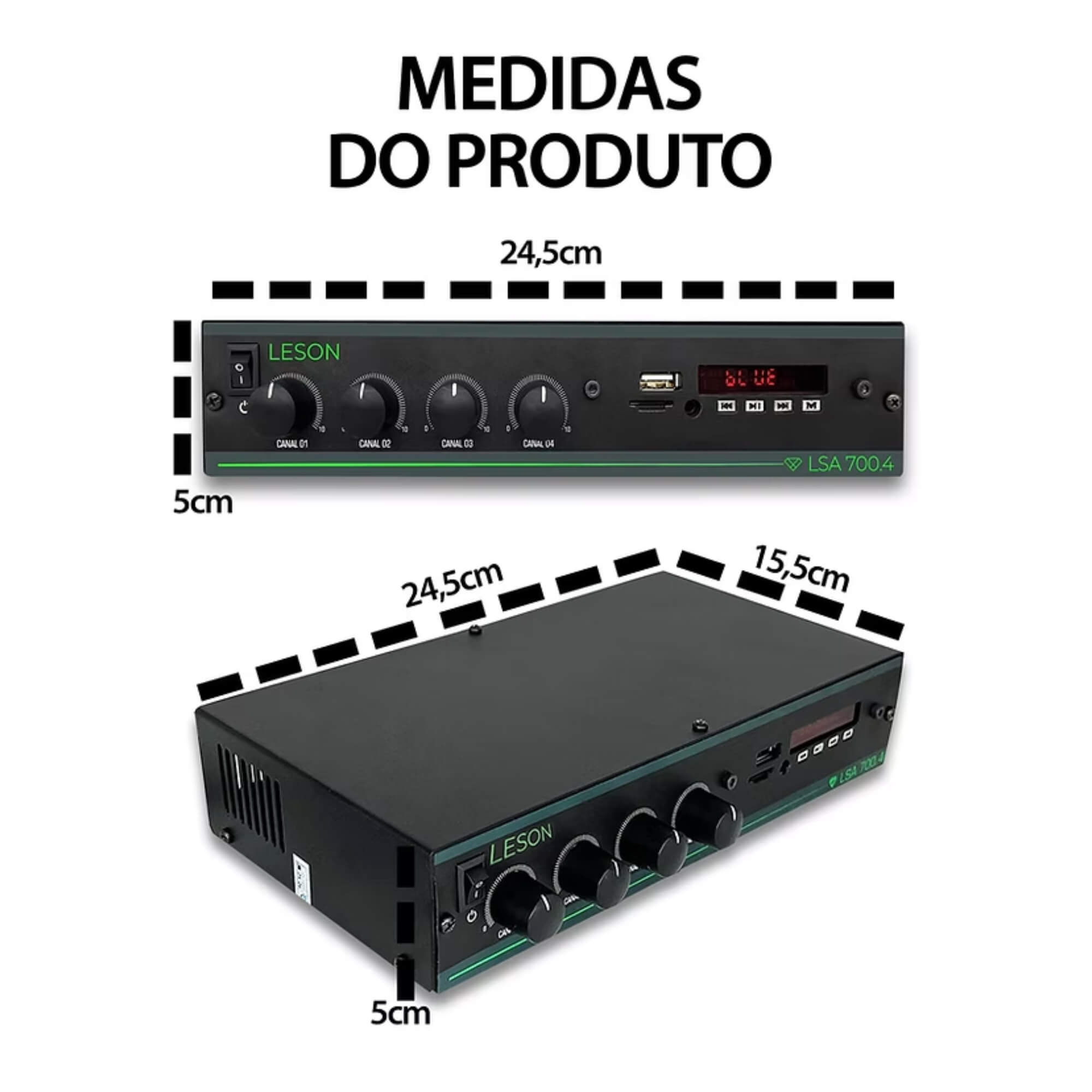 Amplificador Receiver Som Ambiente LSA 700.4 Bluetooth 4 Canais 120W Leson - 2AMPLS700