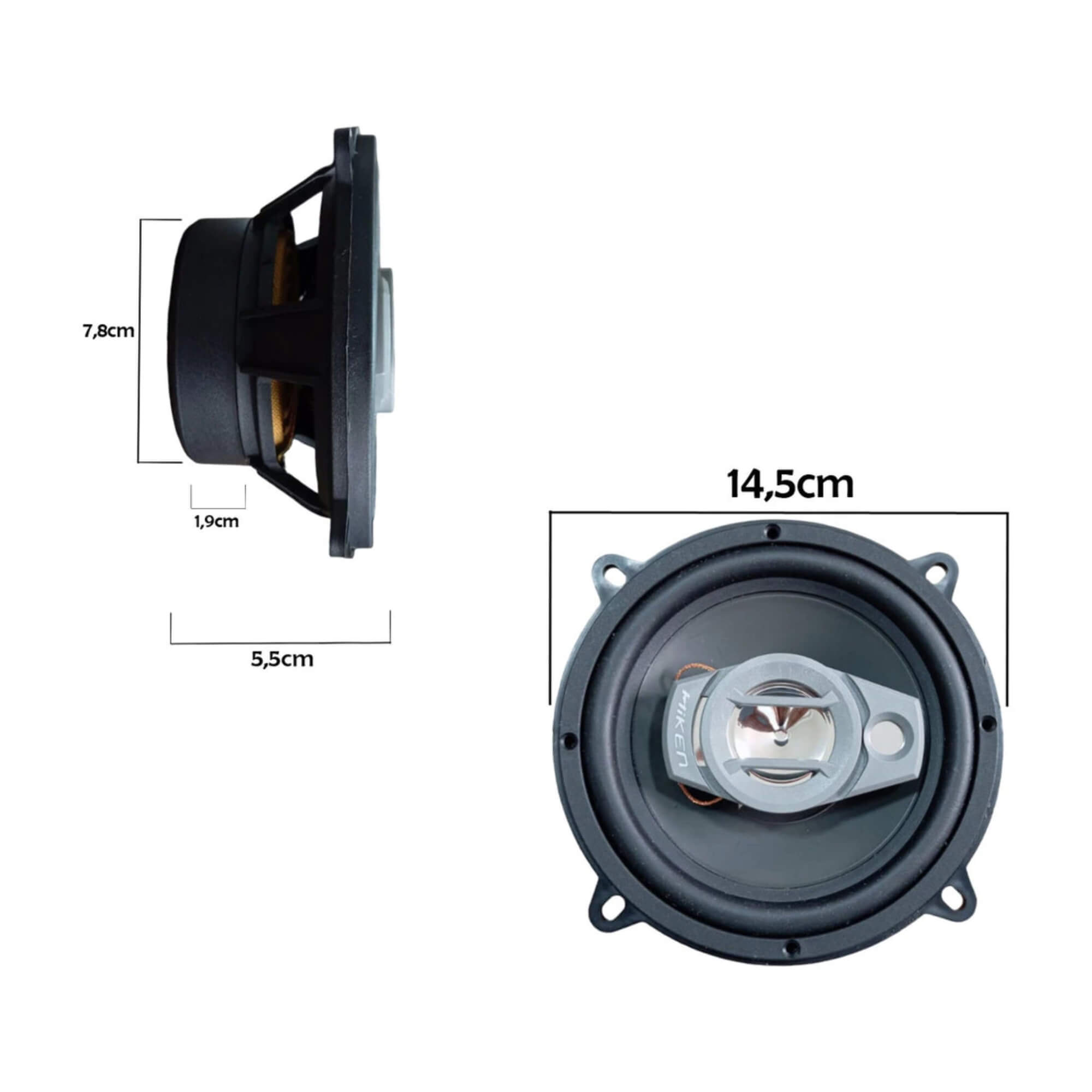Kit 2 Alto Falantes HN 5" Polegadas 130W 4R Preto Hiken - 2HK055050