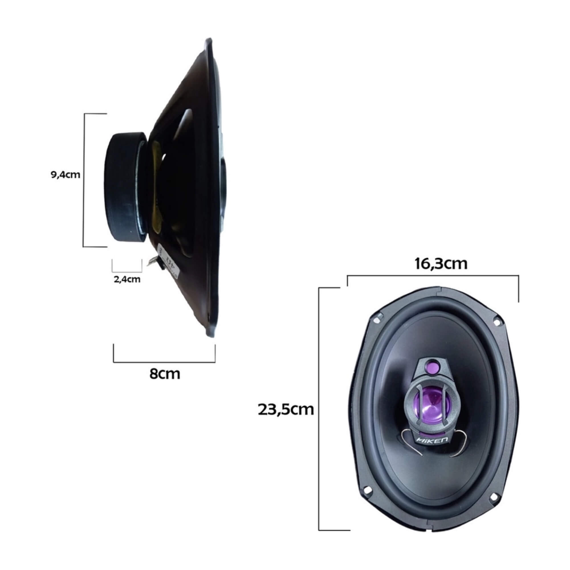 Kit 2 Alto Falantes HK 6x9 Polegadas 200W 4 Ohms Preto Hiken - 2HK002102