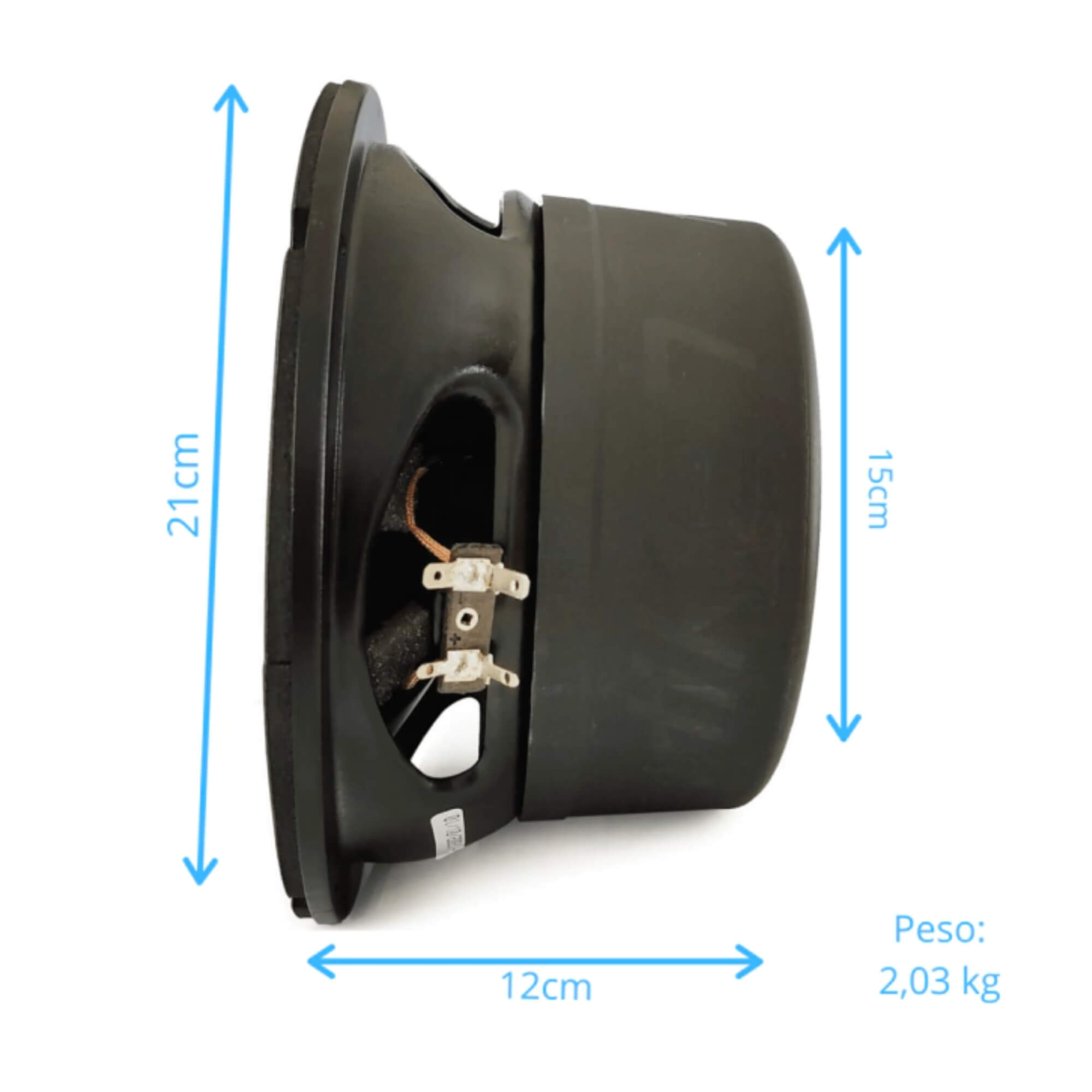 Subwoofer Hunter III 8" Pol 4 Ohms 200W Rms Bobina Simples na cor Grafite Hiken - 2HK001957