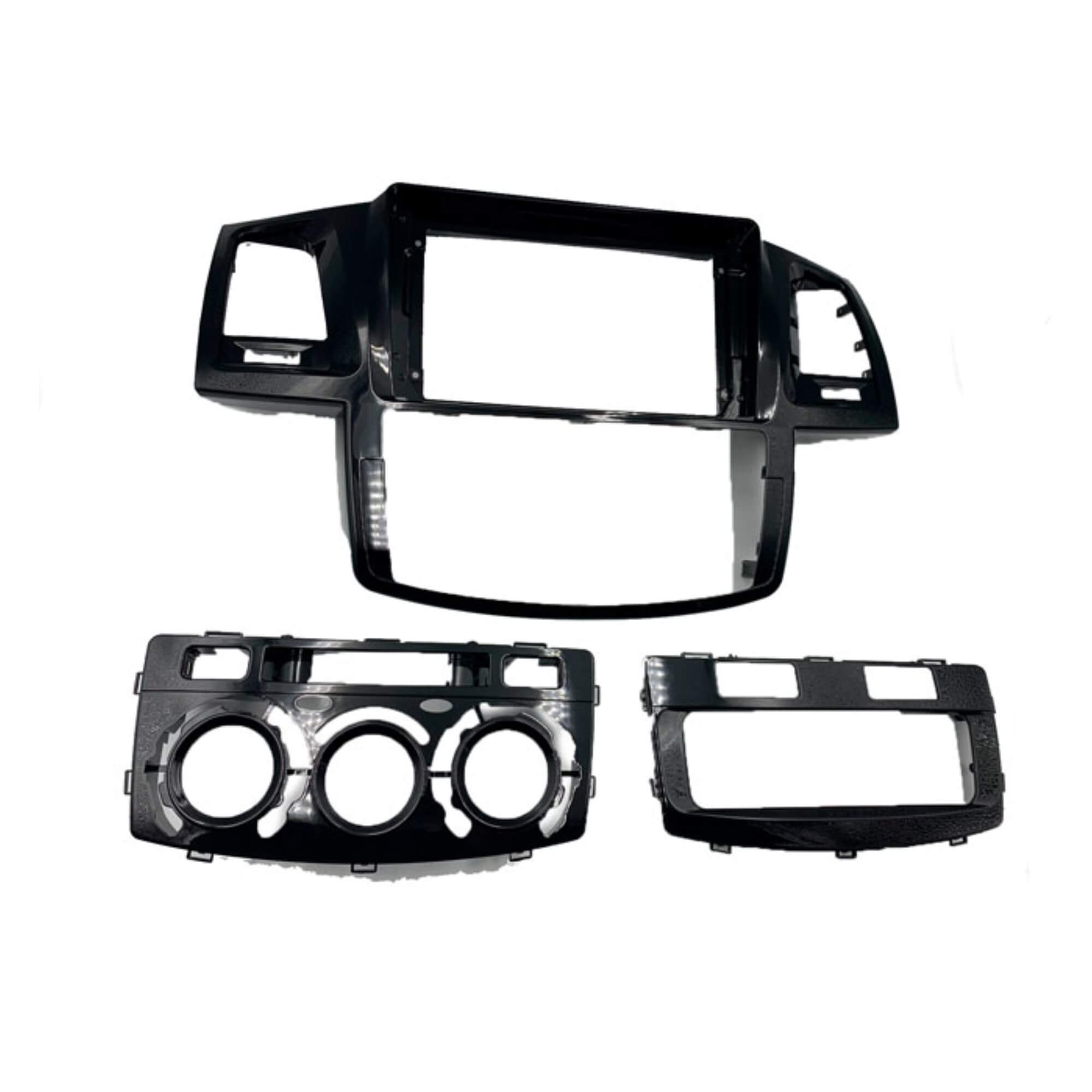 Moldura 9" Polegadas na cor Black Piano compatível com Hilux 2012 a 2016 Expex - EPX9TO003