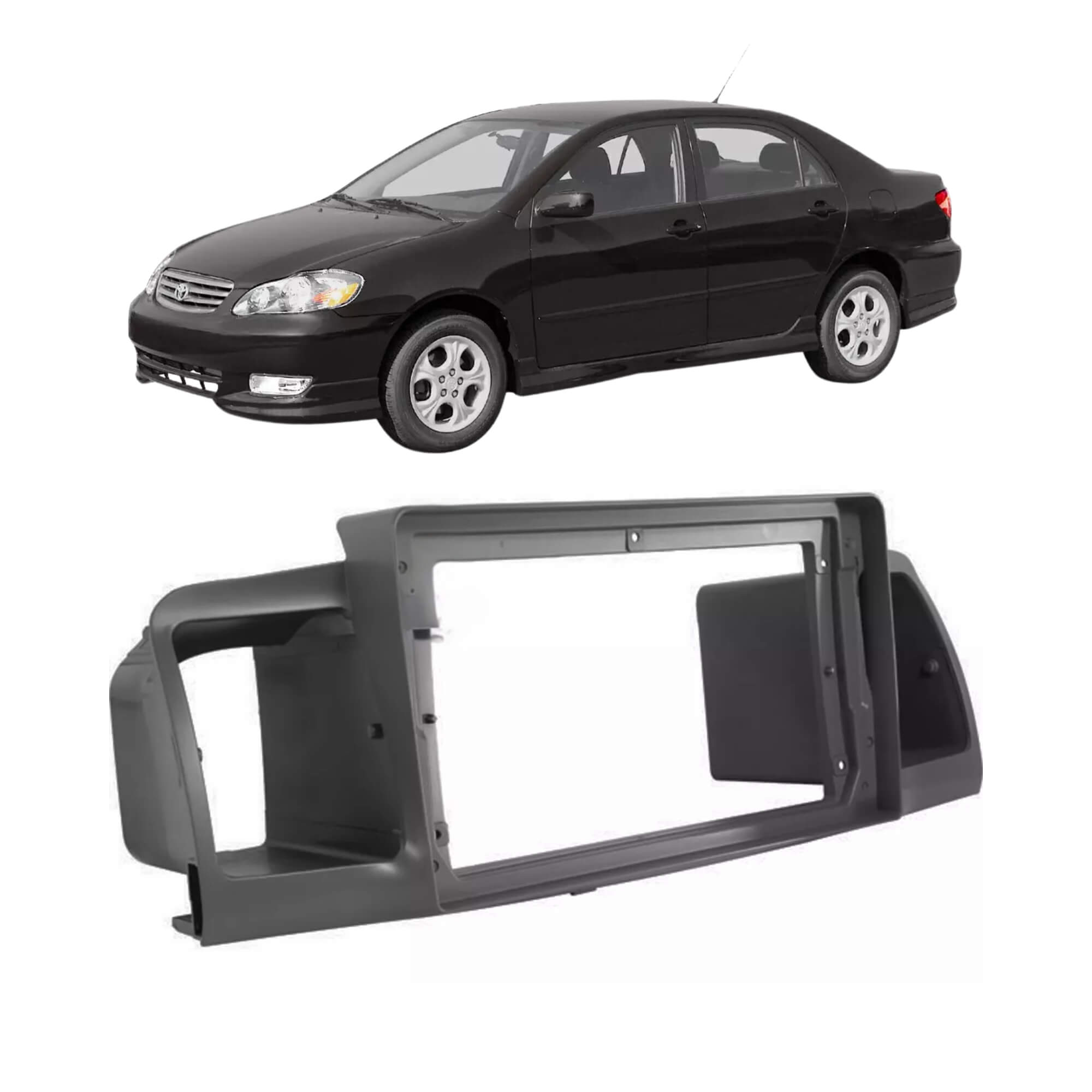 Moldura 9" Polegadas Cinza Escuro compatível com Corolla 2003 a 2006 Expex - EPX9TO011