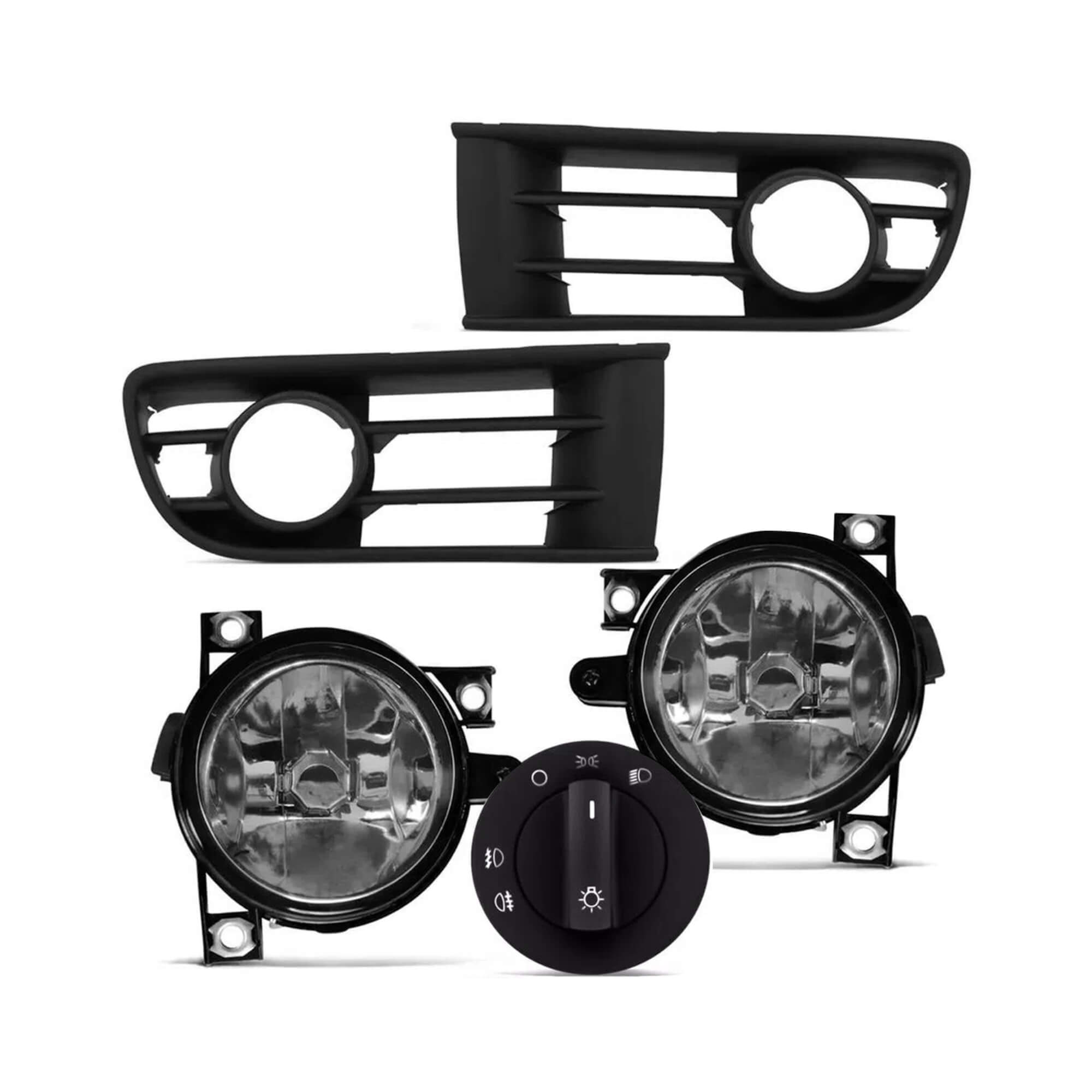 Kit Farol de Milha Polo 2003 a 2006 Moldura Preta Botão Modelo Original Suits - STS033VW