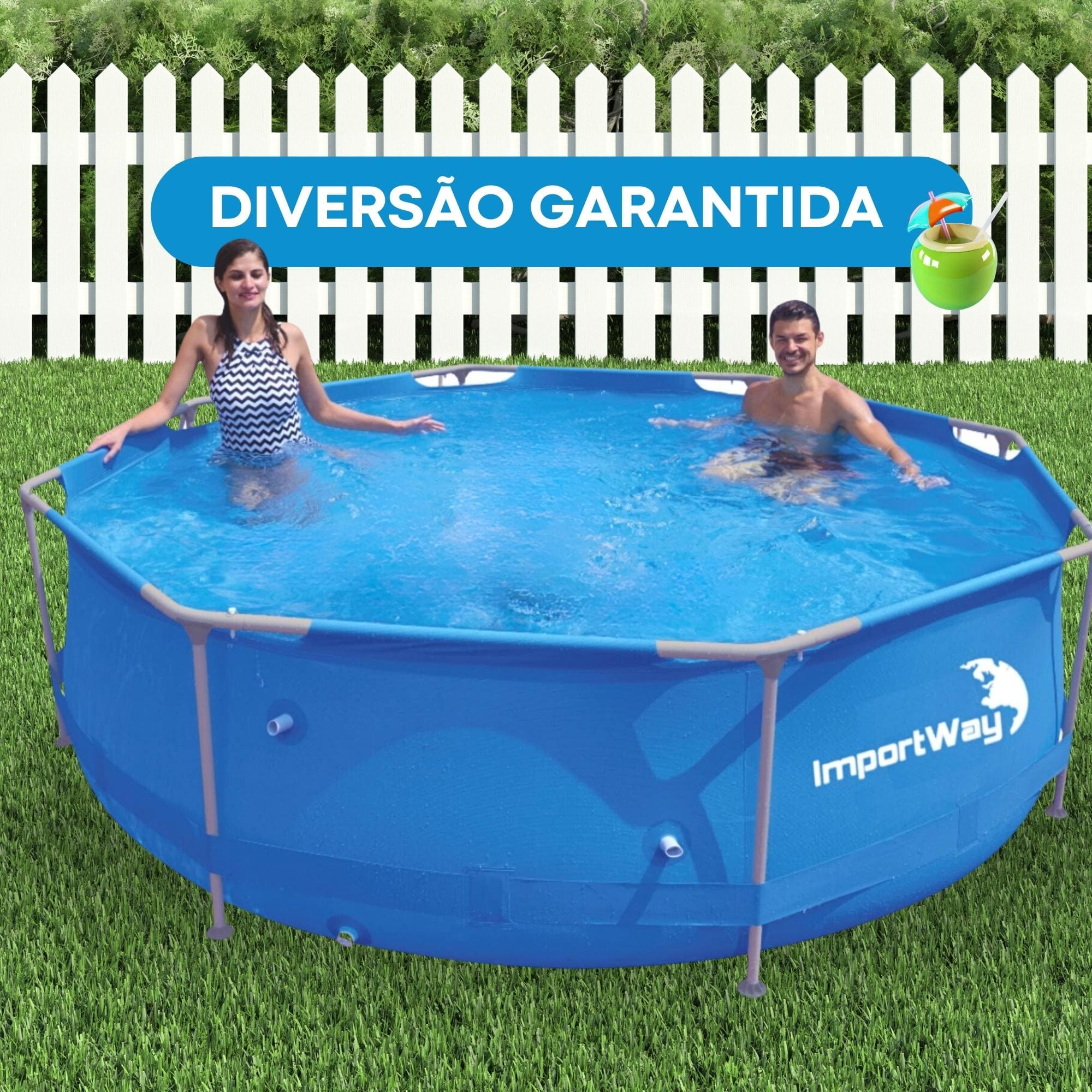 COMP Kit Piscina 5.200 Litros + kit reparo + Lona + Bomba Filtragem Escolher Voltagem
