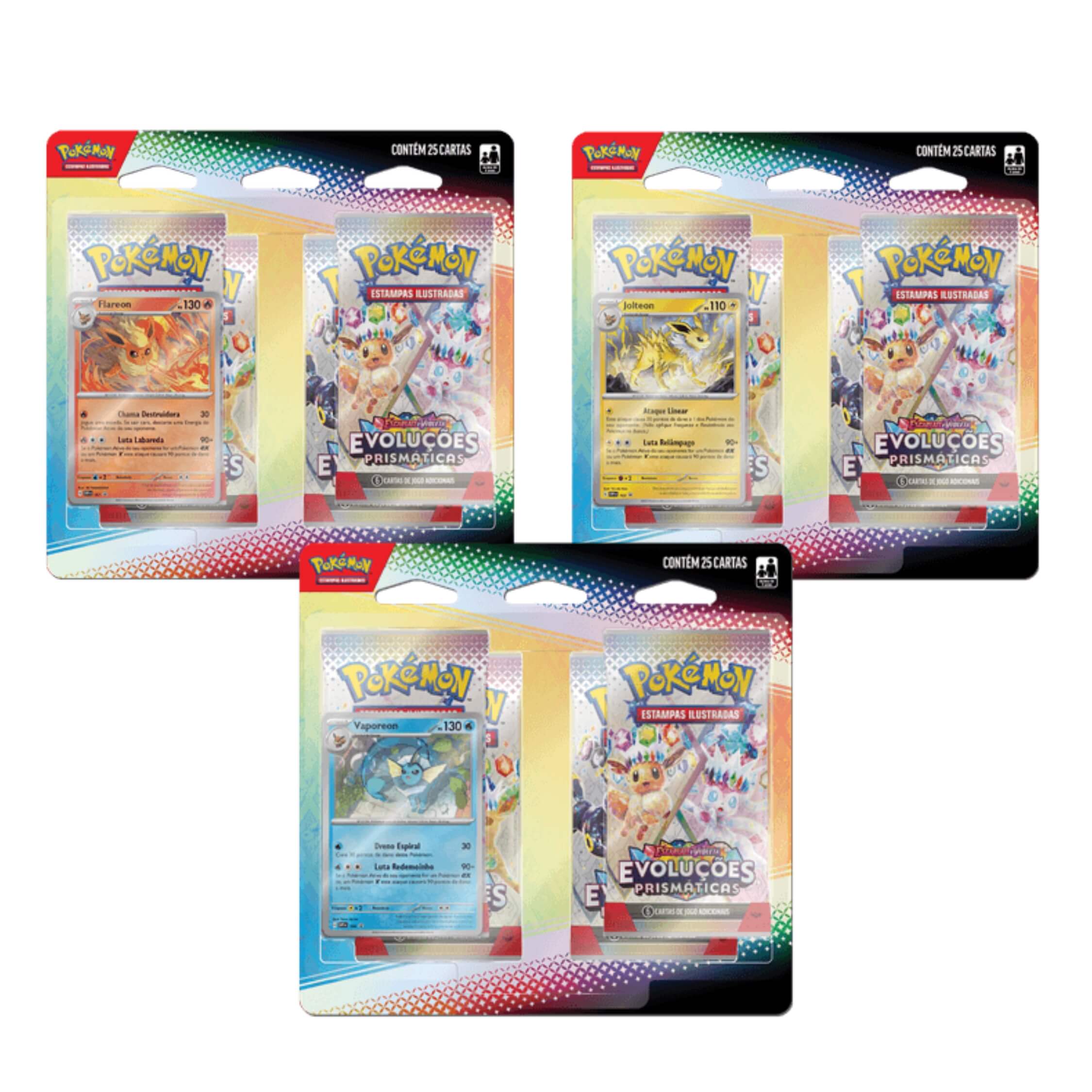 Pokemon 3x Blister Quadruplo Evoluções Prismaticas Copag - 35275