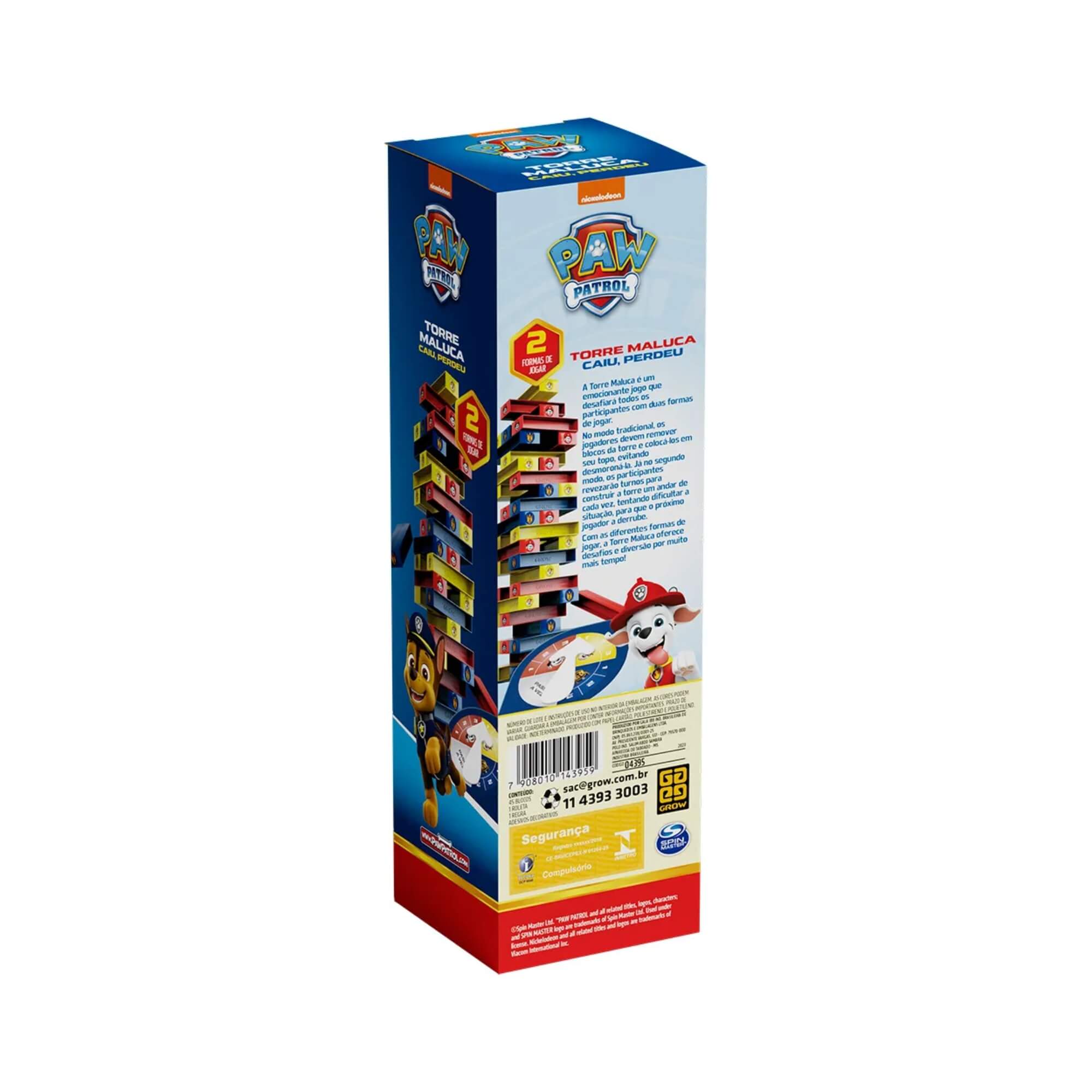 Jogo Infantil Torre Maluca Patrulha Canina Grow - 04395