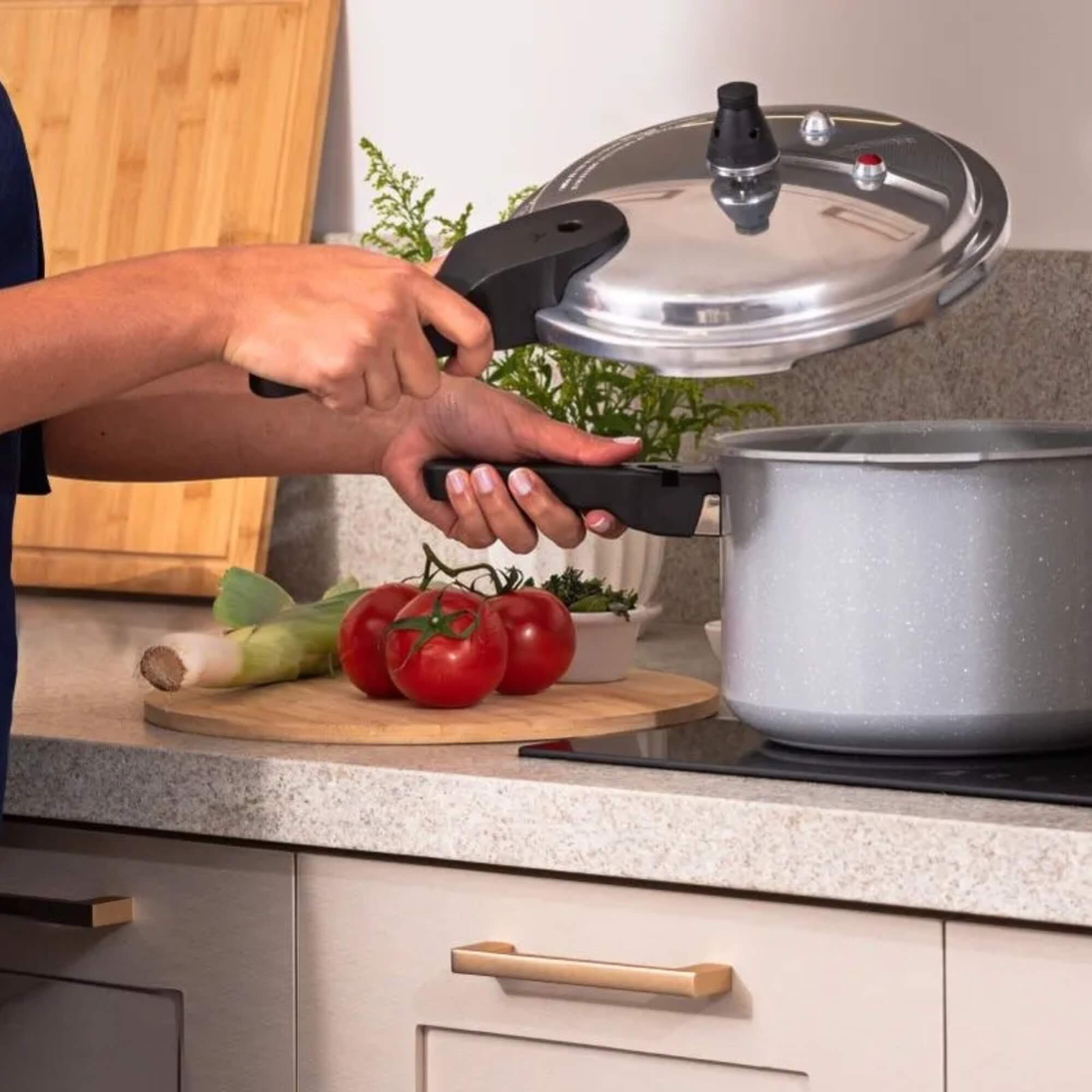 Panela de Pressão 20cm 4,2L Fundo de Indução Alumínio Antiaderente Cor Gris Brinox - 4954/101