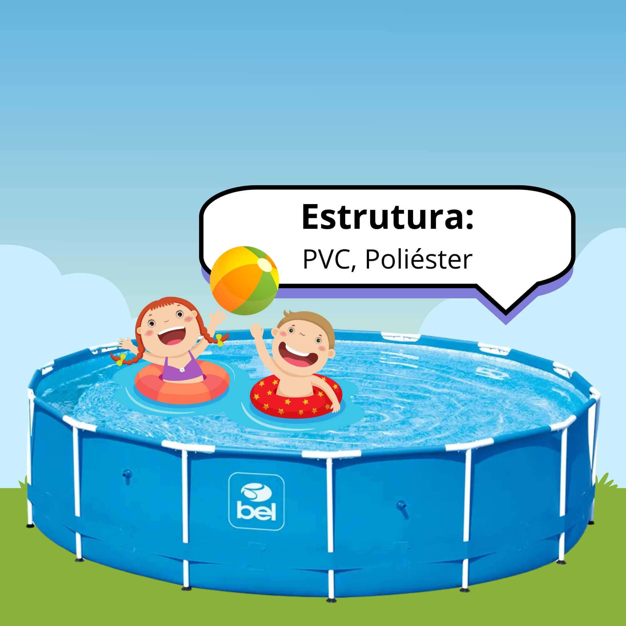 COMP Kit Piscina de Armação 7000 Litros Bel - 510700 + Boia Infantil Pirata 60cm Atrio - ES294