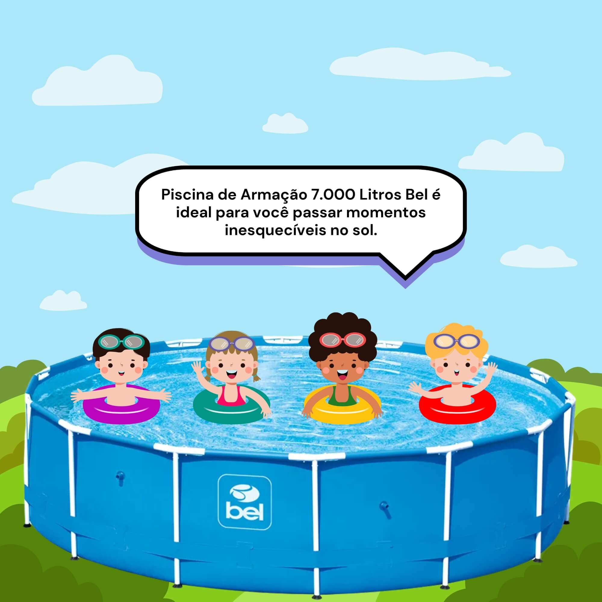 COMP Kit Piscina de Armação 7000 Litros Bel - 510700 + Boia Infantil Pirata 60cm Atrio - ES294
