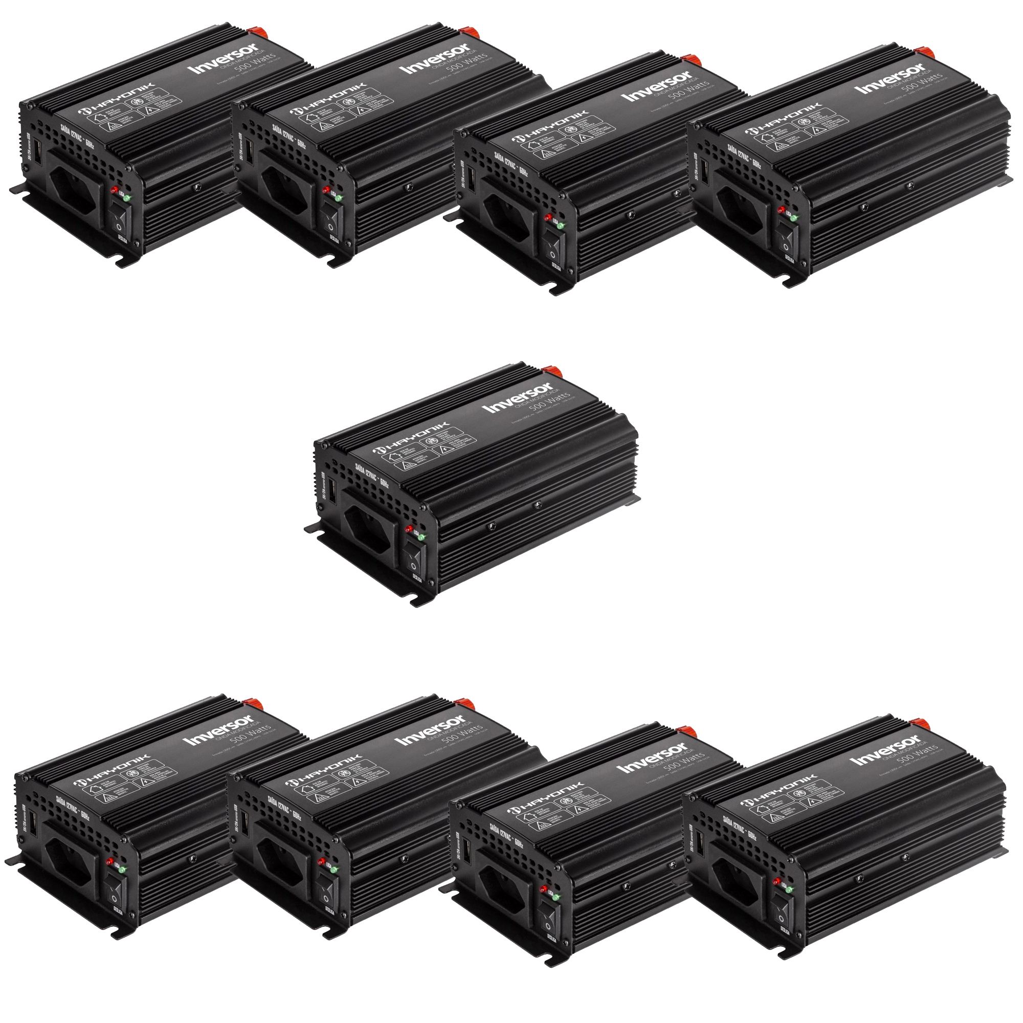 COMP Kit 10 Inversores de Onda Modificada 500W 12VDC/220V USB Hayonik 68589