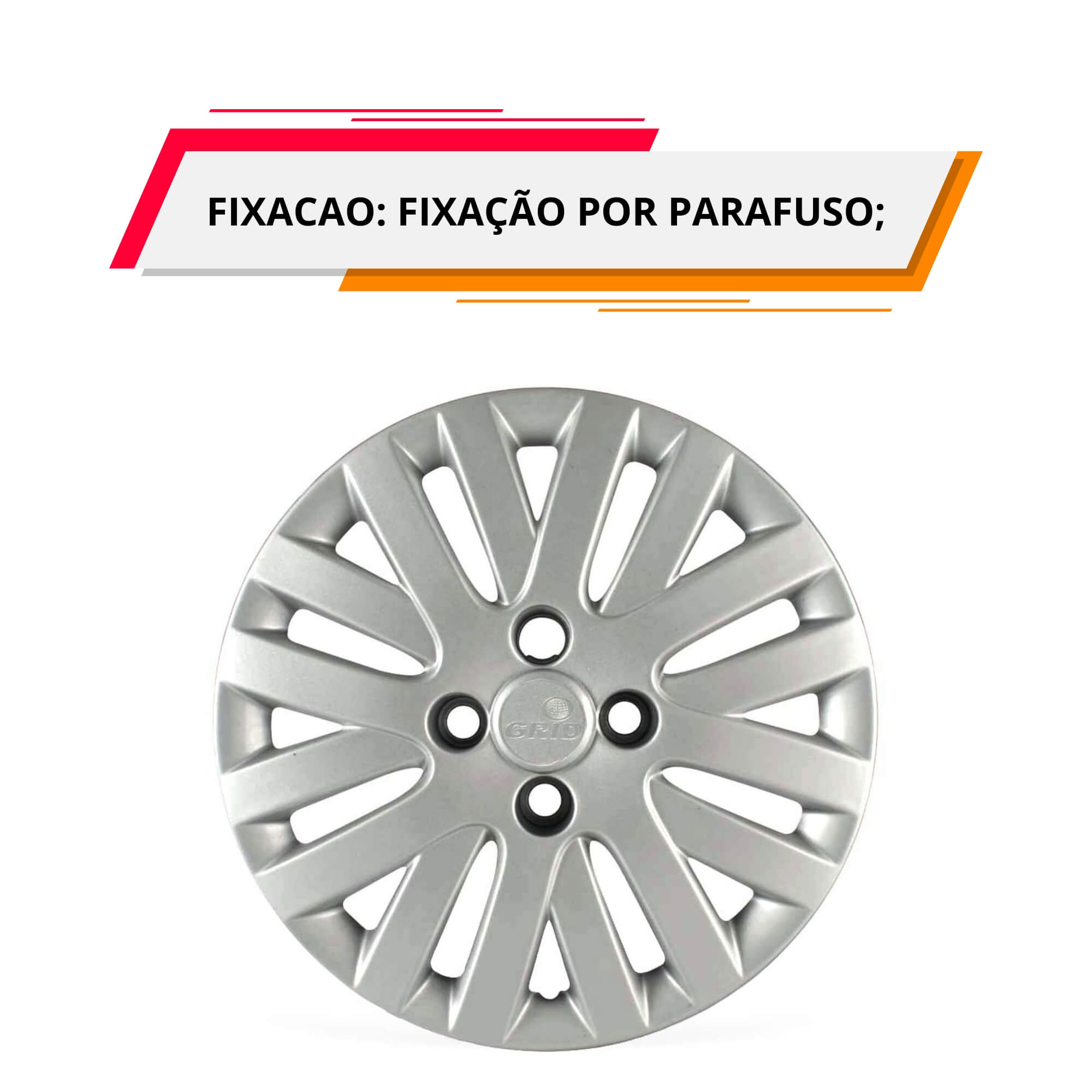 Calota Aro 14" cor Prata Mod Gol/Voyage/Saveiro G5 2009/11 (Jogo c/ 4 Calotas) Grid - 009CA-PTA-E