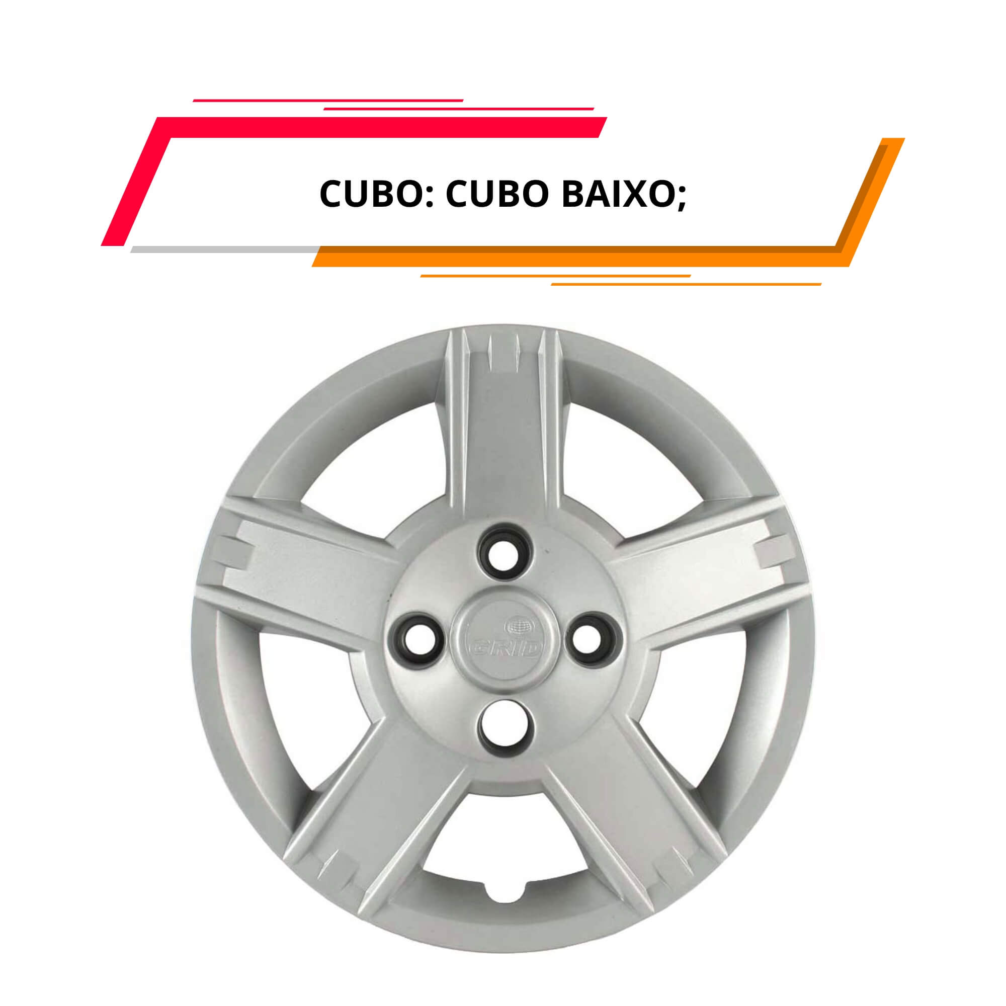 Calota Aro 14" cor Prata Mod Fiesta Hatch/Sedan 2008/10 (Jogo c/ 4 Calotas) Grid - 014CB-PTA-E