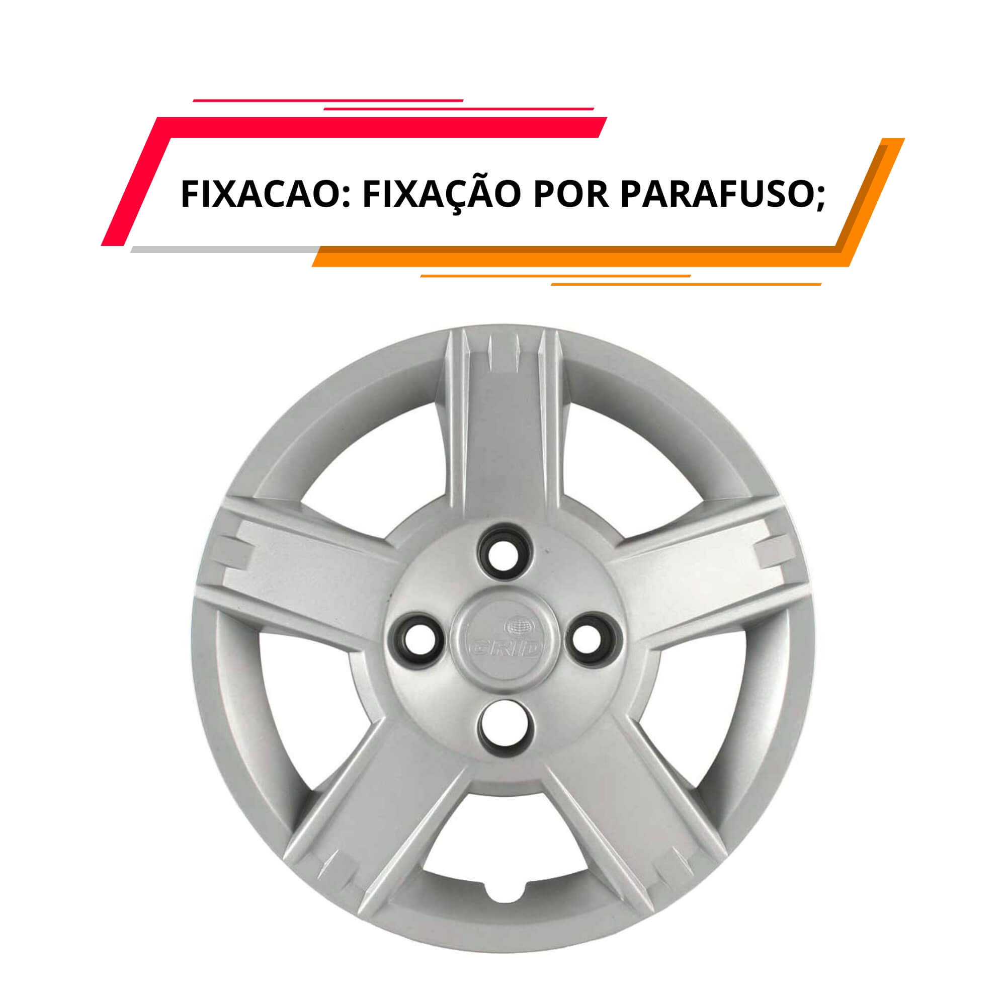 Calota Aro 14" cor Prata Mod Fiesta Hatch/Sedan 2008/10 (Jogo c/ 4 Calotas) Grid - 014CB-PTA-E