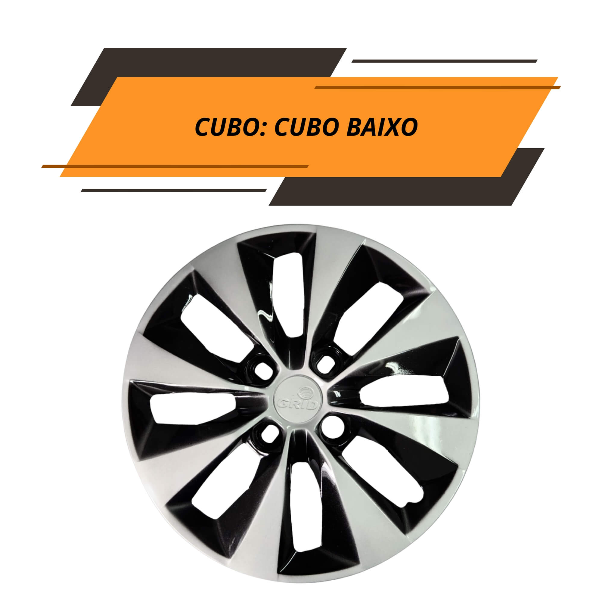 Calota Aro 14" Cor Preto/Prata Mod Gol/Voyage G5/G6 2013 (Jogo c/ 4 Calotas) Grid - 112CB-PBP-E