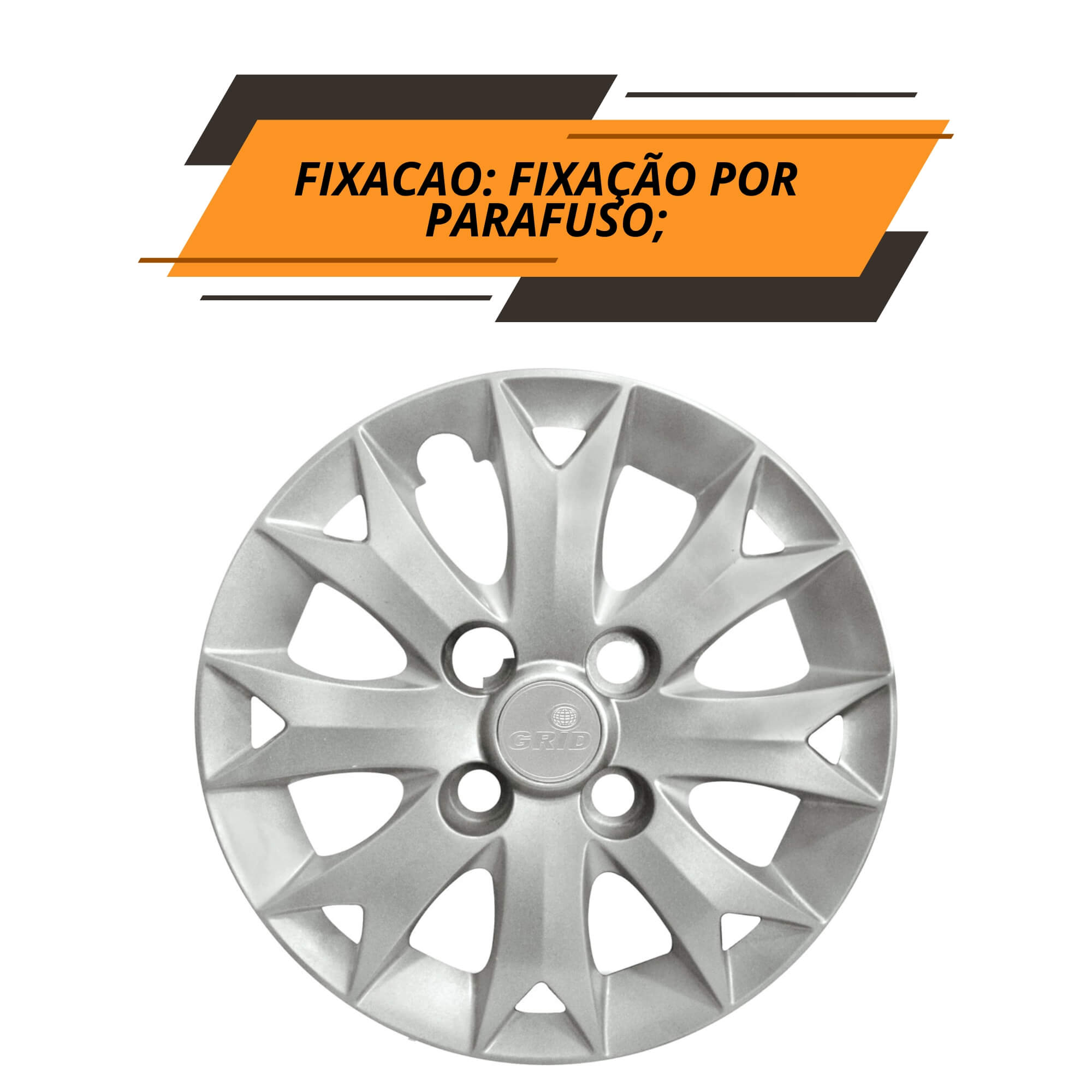 Calota Aro 13" cor Prata Mod Palio Fire 2014 (Jogo c/ 4 Calotas) Grid - 158CB-PTA-E