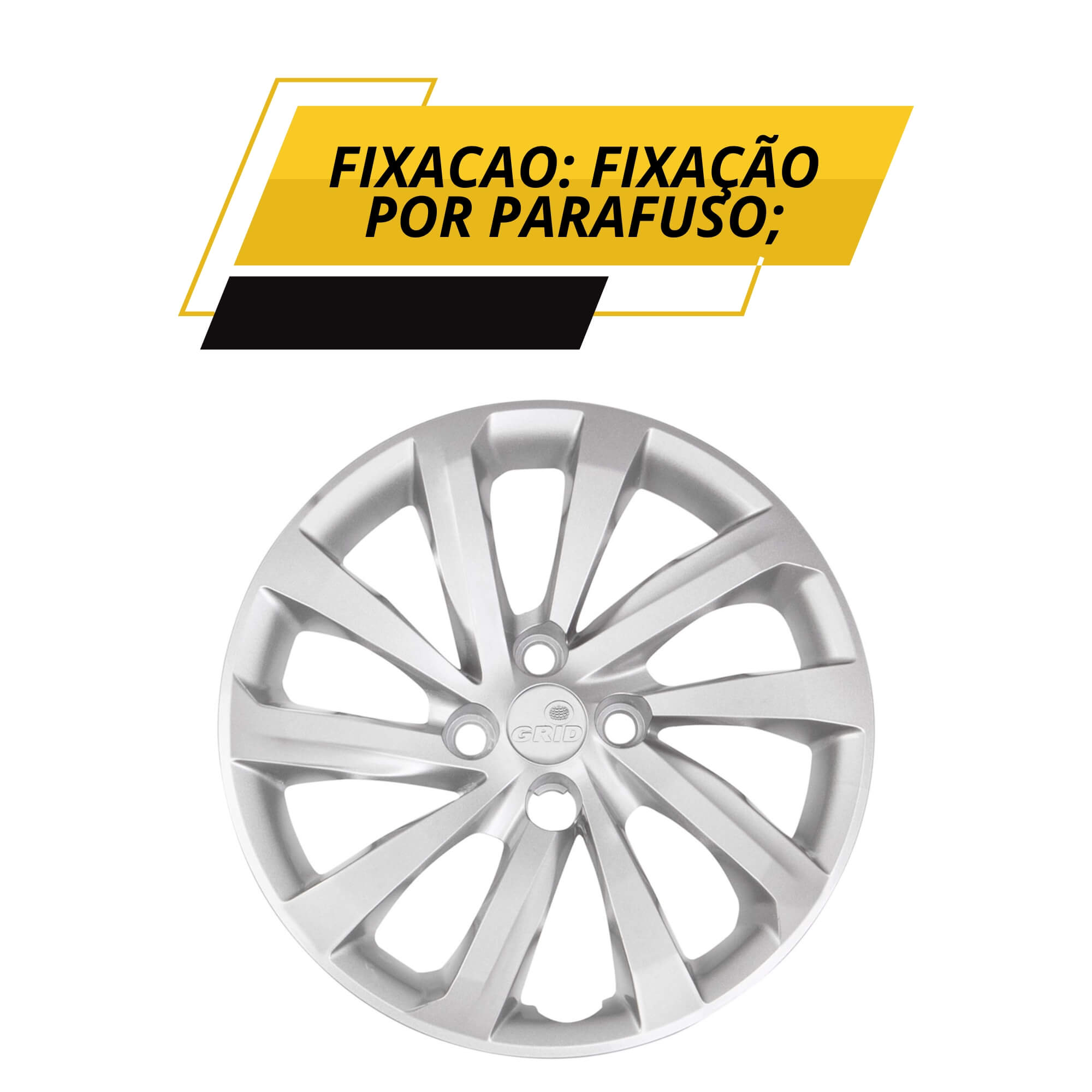 Calota Aro 14" cor Prata Mod Nova Strada 2021 (Jogo c/ 4 Calotas) Grid - 167CA-PTA-E