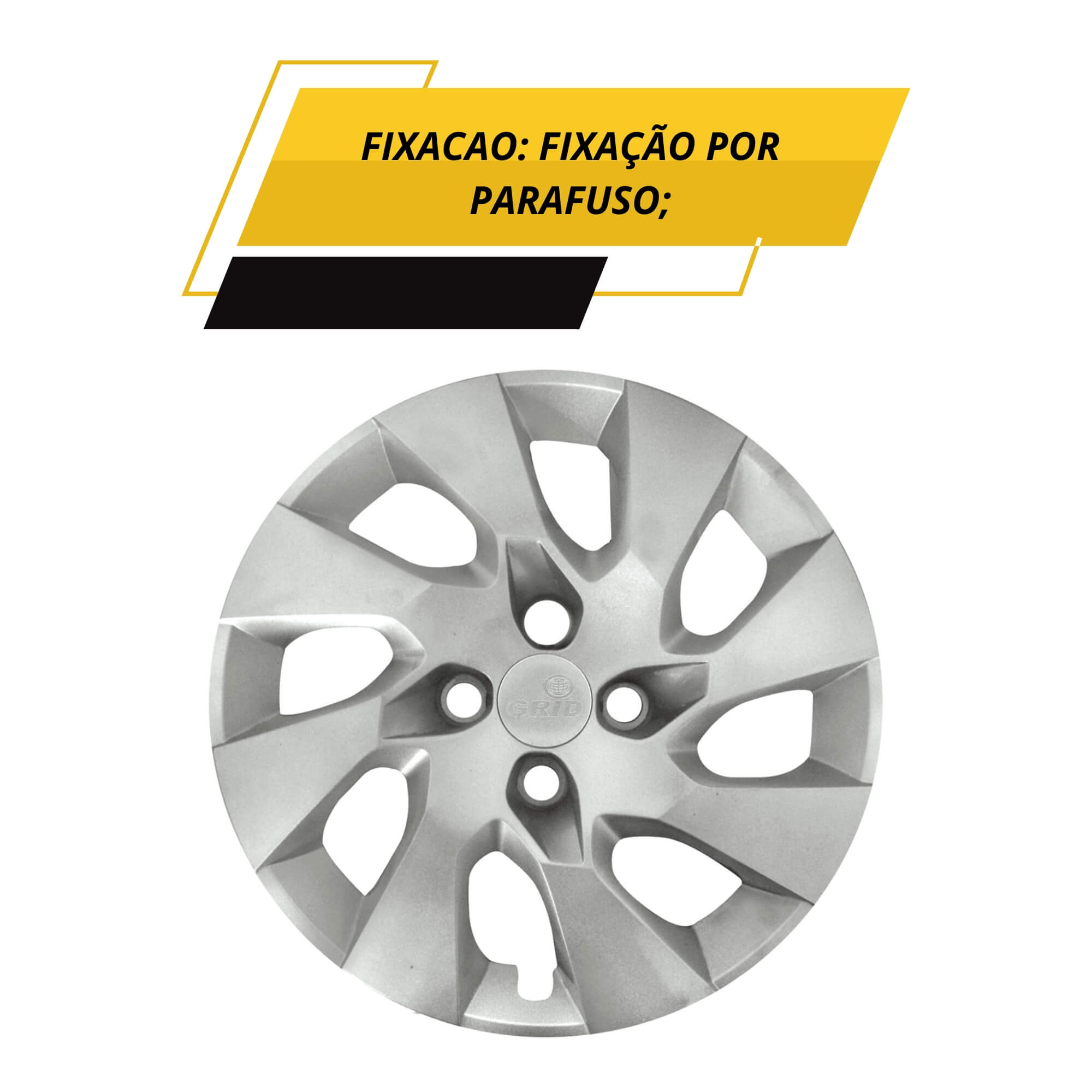 Calota Aro 15" cor Prata Mod Onix/Prisma 14/16 (Jogo c/ 4 Calotas) Grid - 195CP-PTA-E