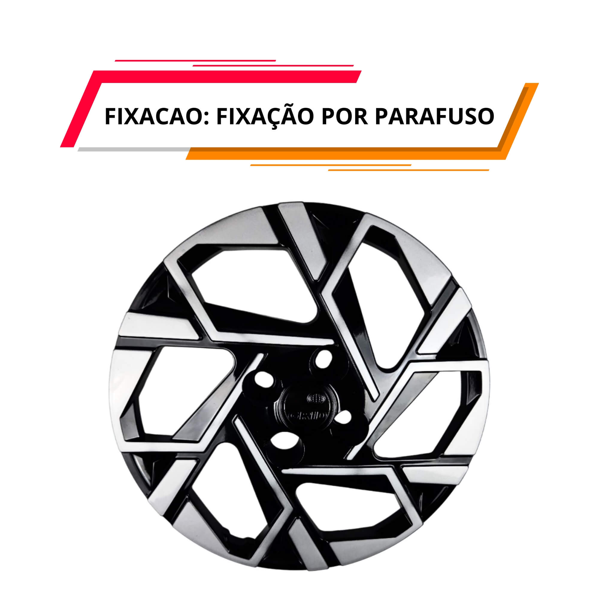 Calota Aro 15" cor Preto/Prata HB20/HB20S 2024 (Jogo c/ 4 Calotas) Grid - 202CP-PBP-E
