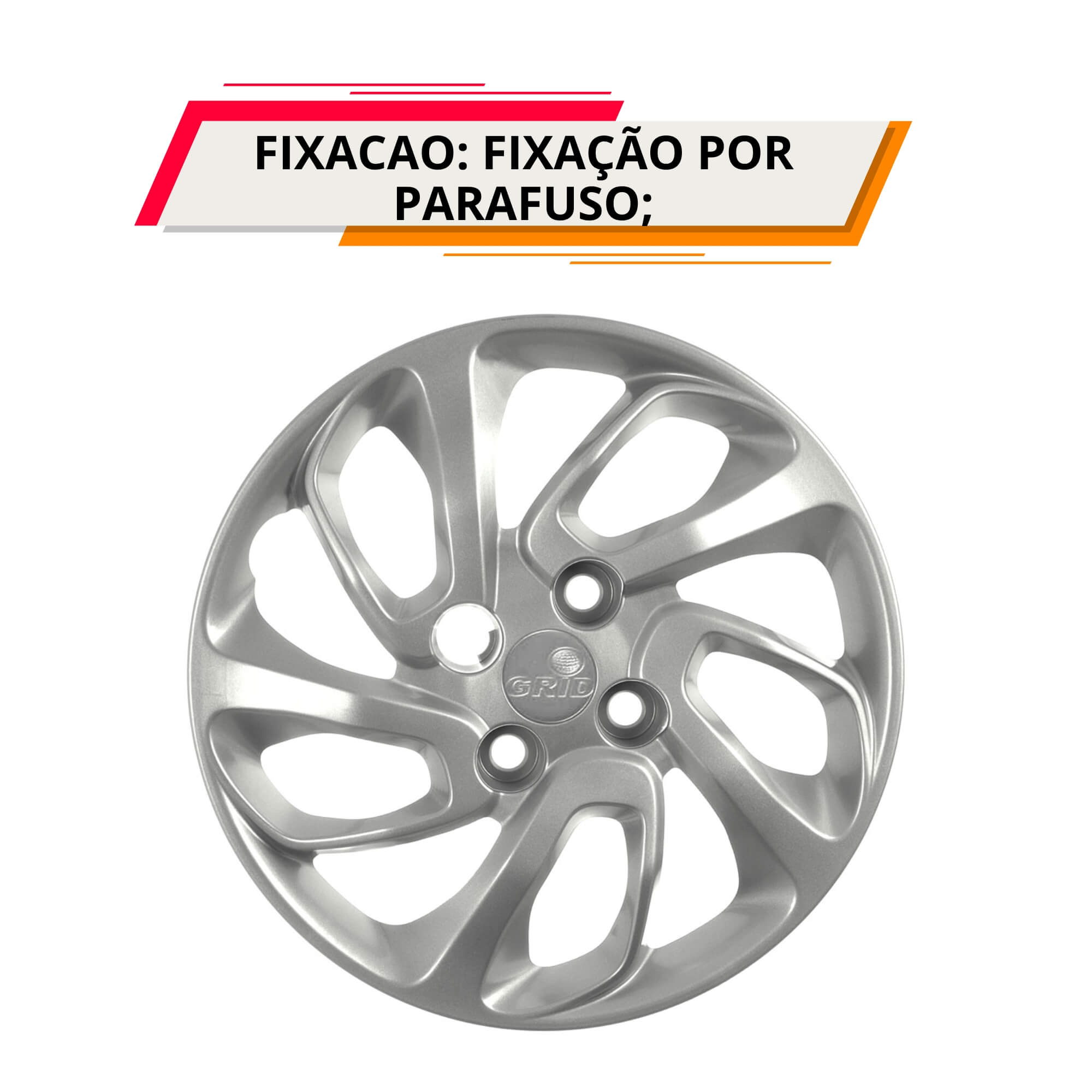 Calota Aro 14" cor Prata Mod Uno Attractive 2015/16 (Jogo c/ 4 Calotas) Grid - 228CB-PTA-E