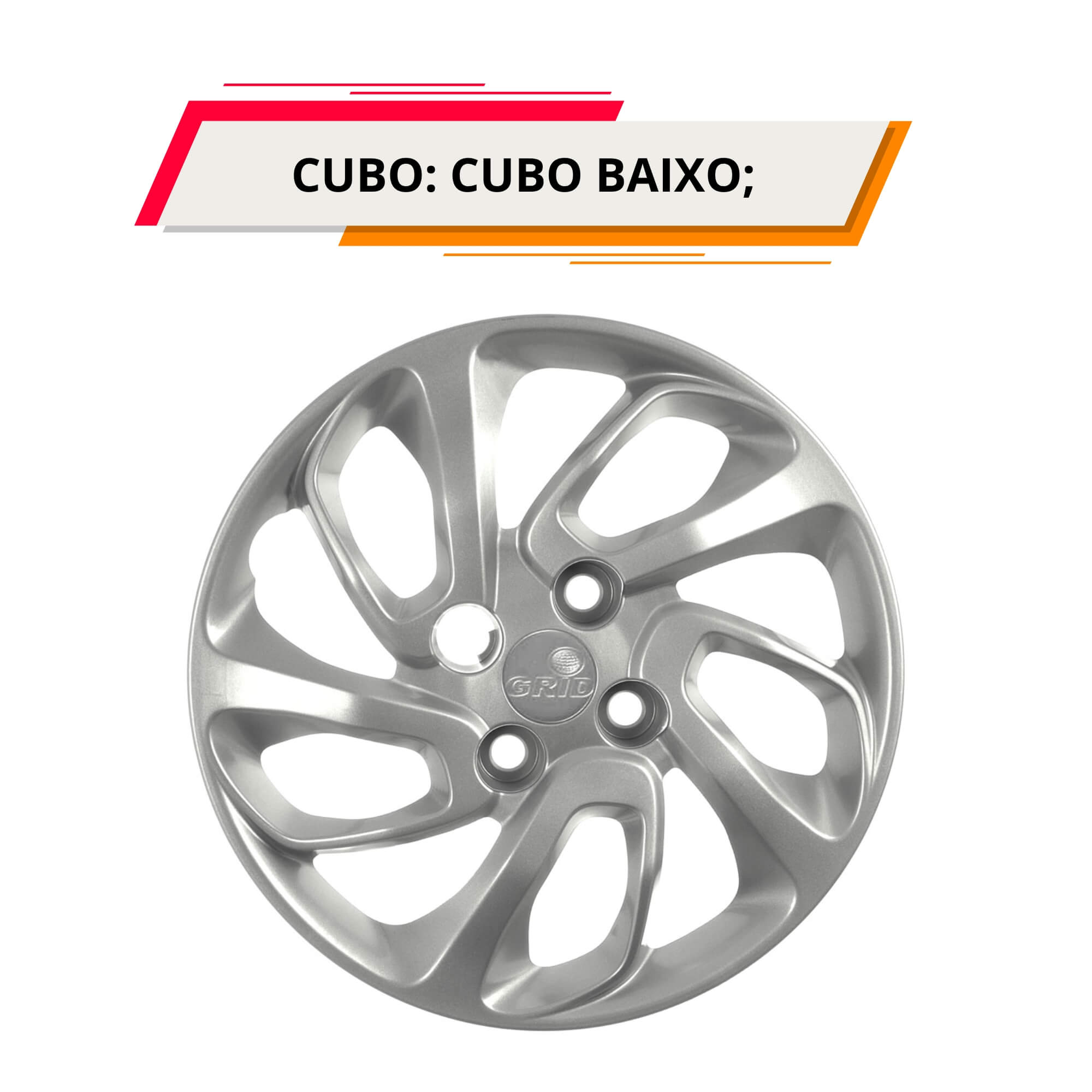 Calota Aro 14" cor Prata Mod Uno Attractive 2015/16 (Jogo c/ 4 Calotas) Grid - 228CB-PTA-E