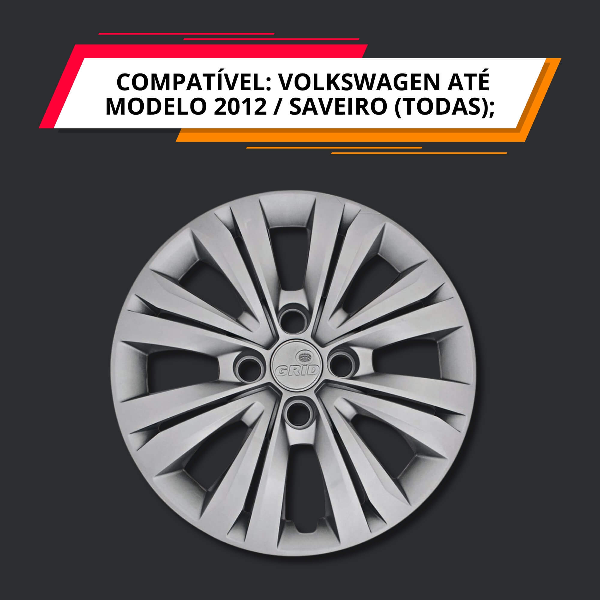 Calota Aro 14" cor Prata Mod Gol G7 2017/18 (Jogo c/ 4 Calotas) Grid - 245CA-PTA-E