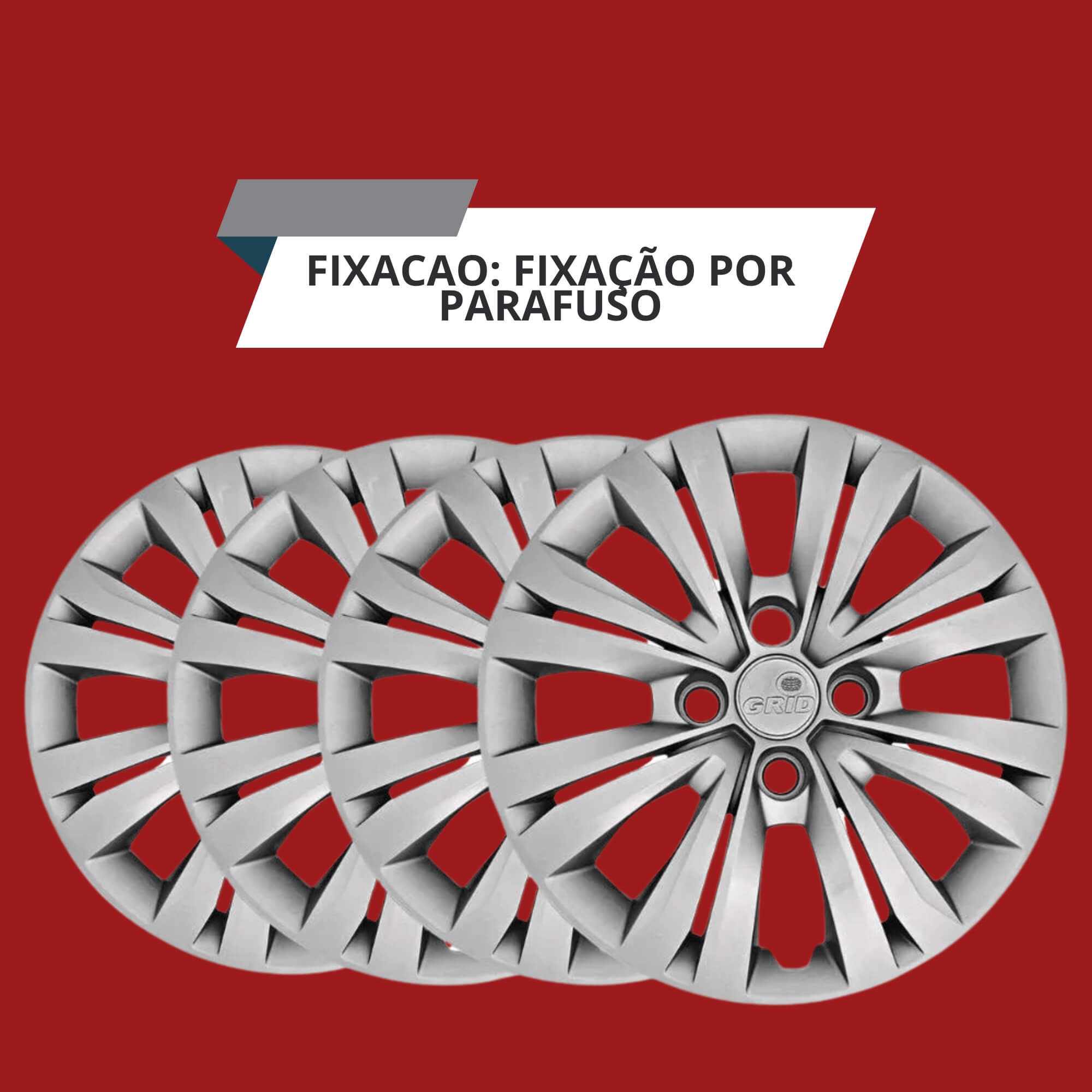 Calota Aro 15" cor Prata Mod Gol G7 2017/18 (Jogo c/ 4 Calotas) Grid - 246CP-PTA-E