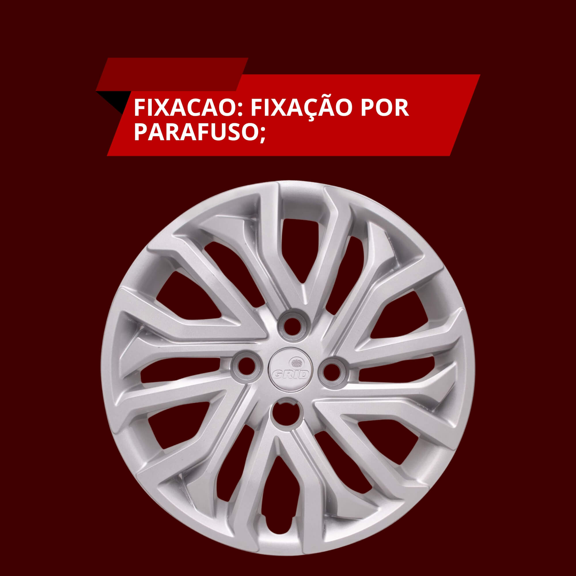 Calota Aro 14" na cor Prata Mod Argo/Cronos 2022 (Jogo c/ 4 Calotas) Grid - 295CB-PTA-E