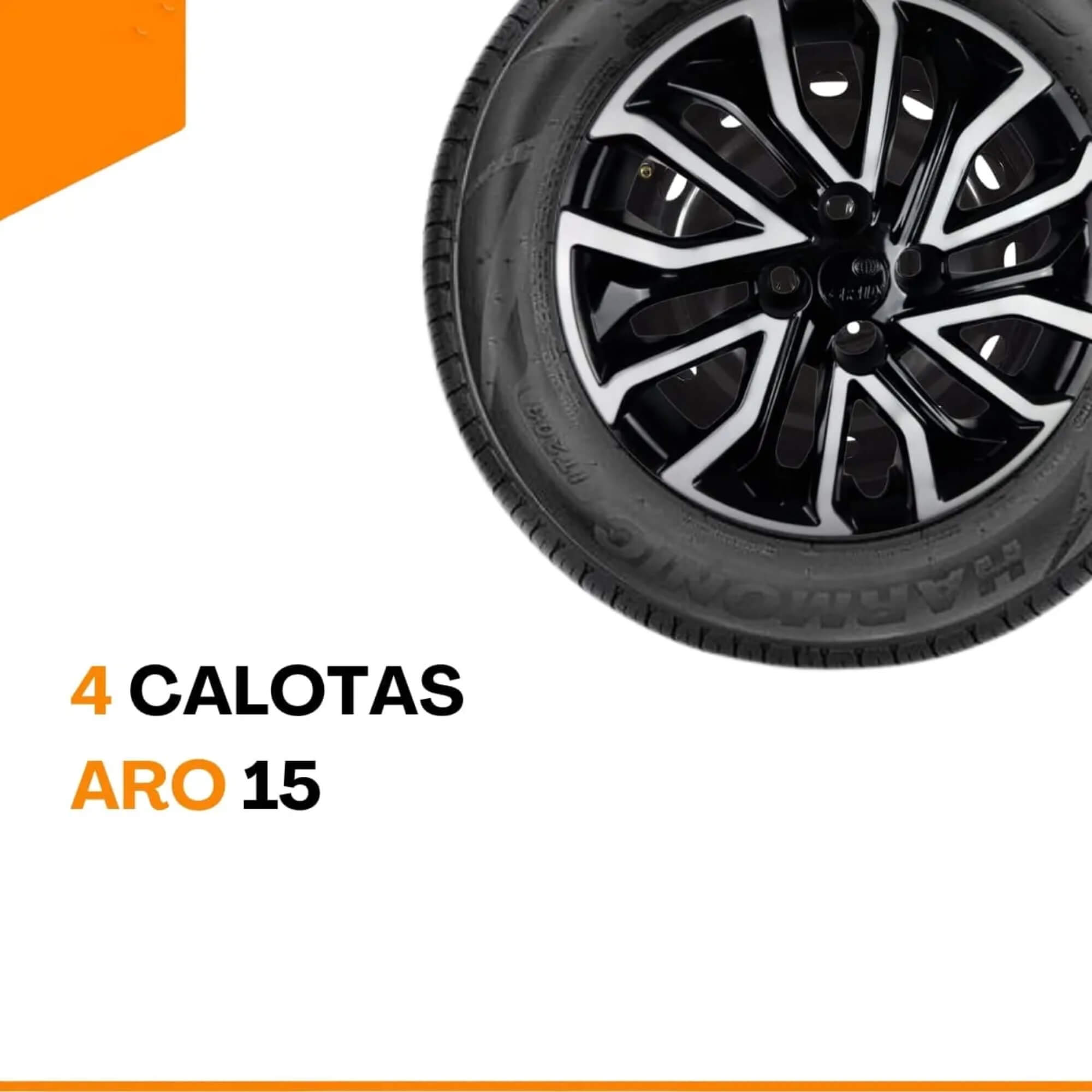Calota Aro 15" cor Preto/Prata Mod Argo/Cronos 2022 (Jogo c/ 4 Calotas) Grid - 296CP-PBP-E