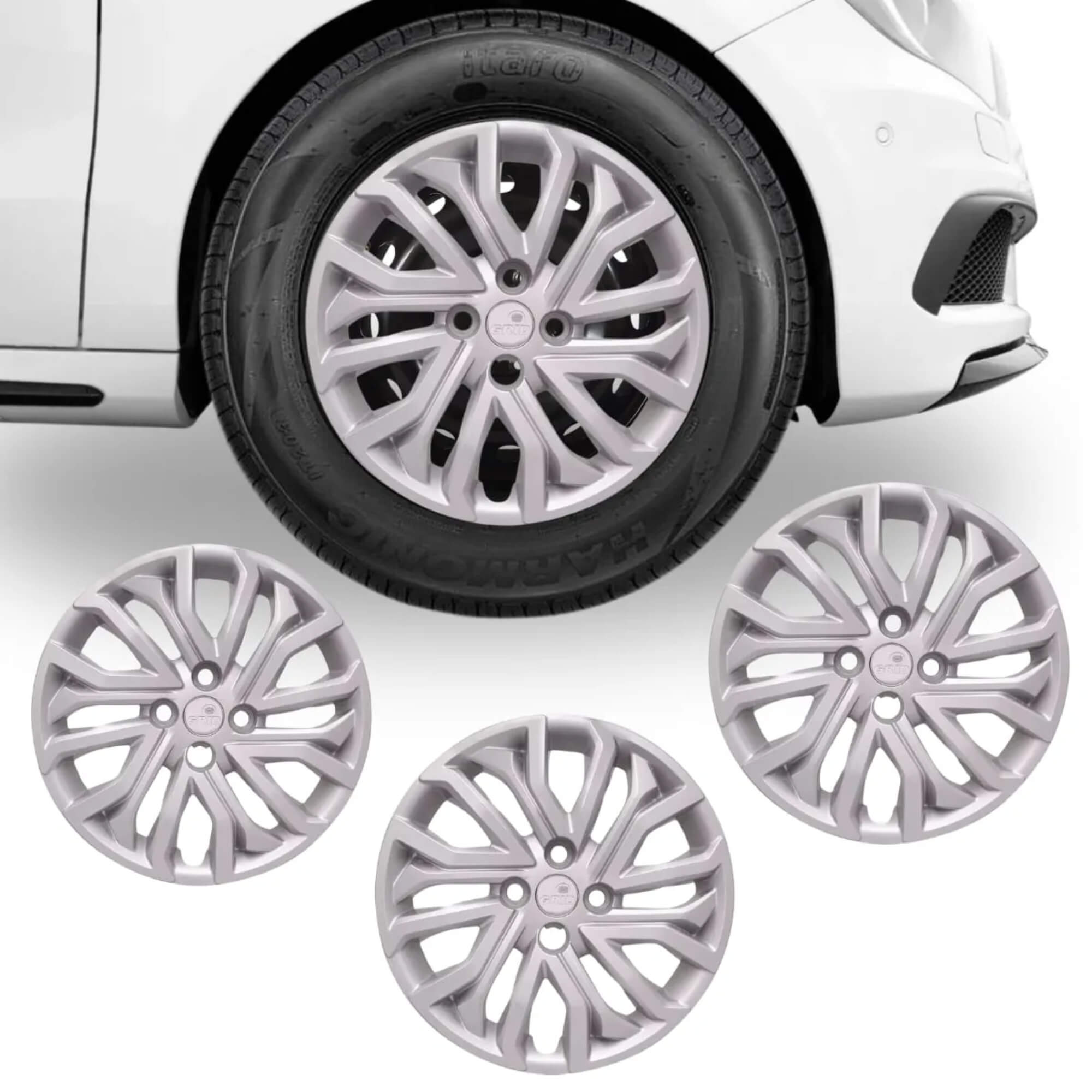Calota Aro 15" cor Prata Mod Argo/Cronos 2022 (Jogo c/ 4 Calotas) Grid - 296CP-PTA-E