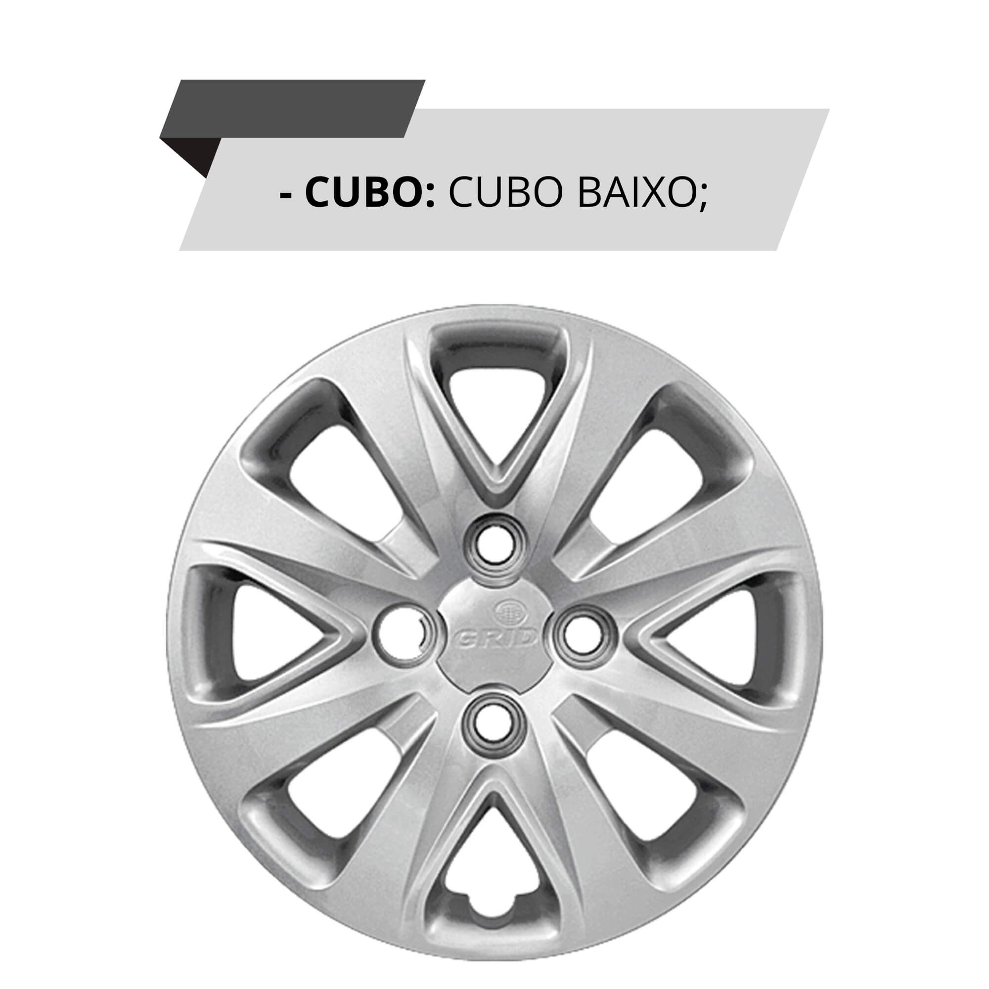 Calota Aro 14" cor Prata Mod Ka Hatch/Sedan 15/18 (Jogo c/ 4 Calotas) Grid - 340CB-PTA-E