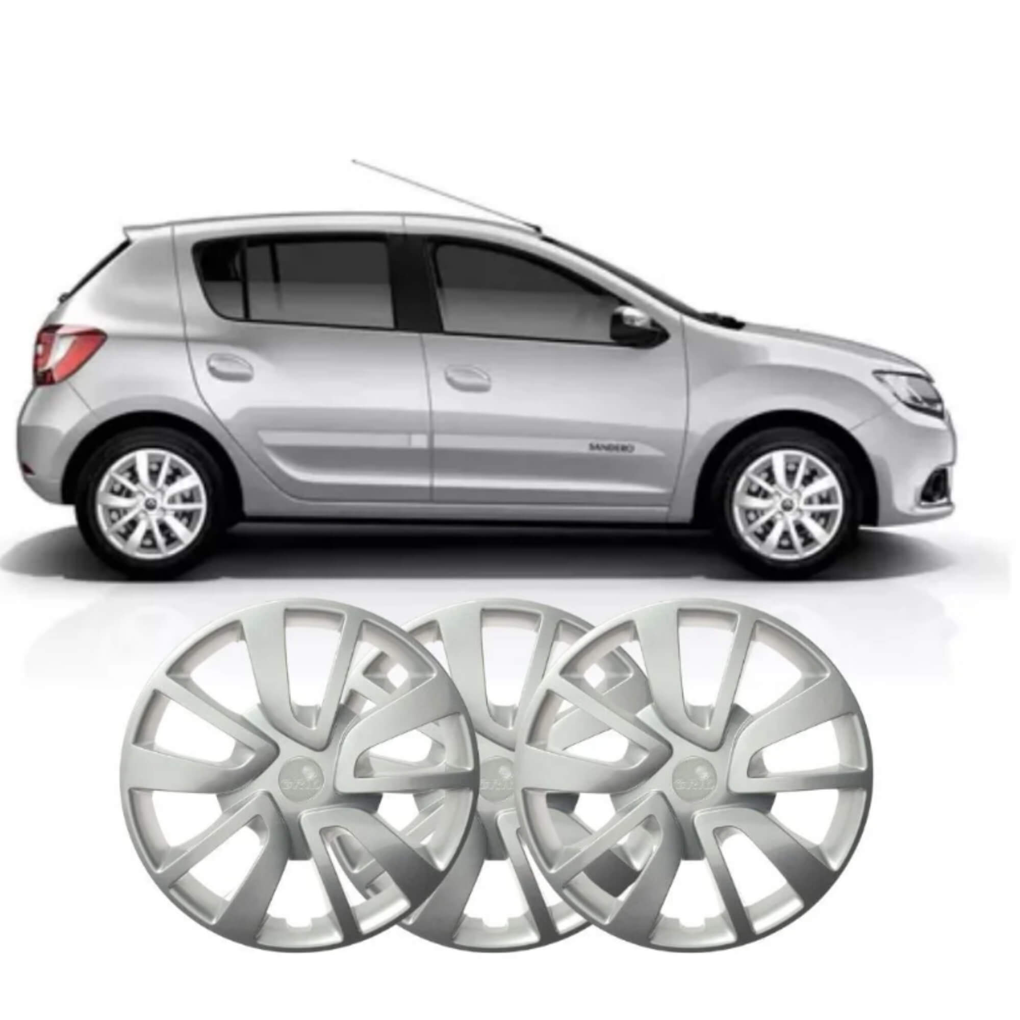 Calota Aro 15" cor Prata Mod Sandero/Logan 14/20 (Jogo c/ 4 Calotas) Grid - 869AR-PTA-E