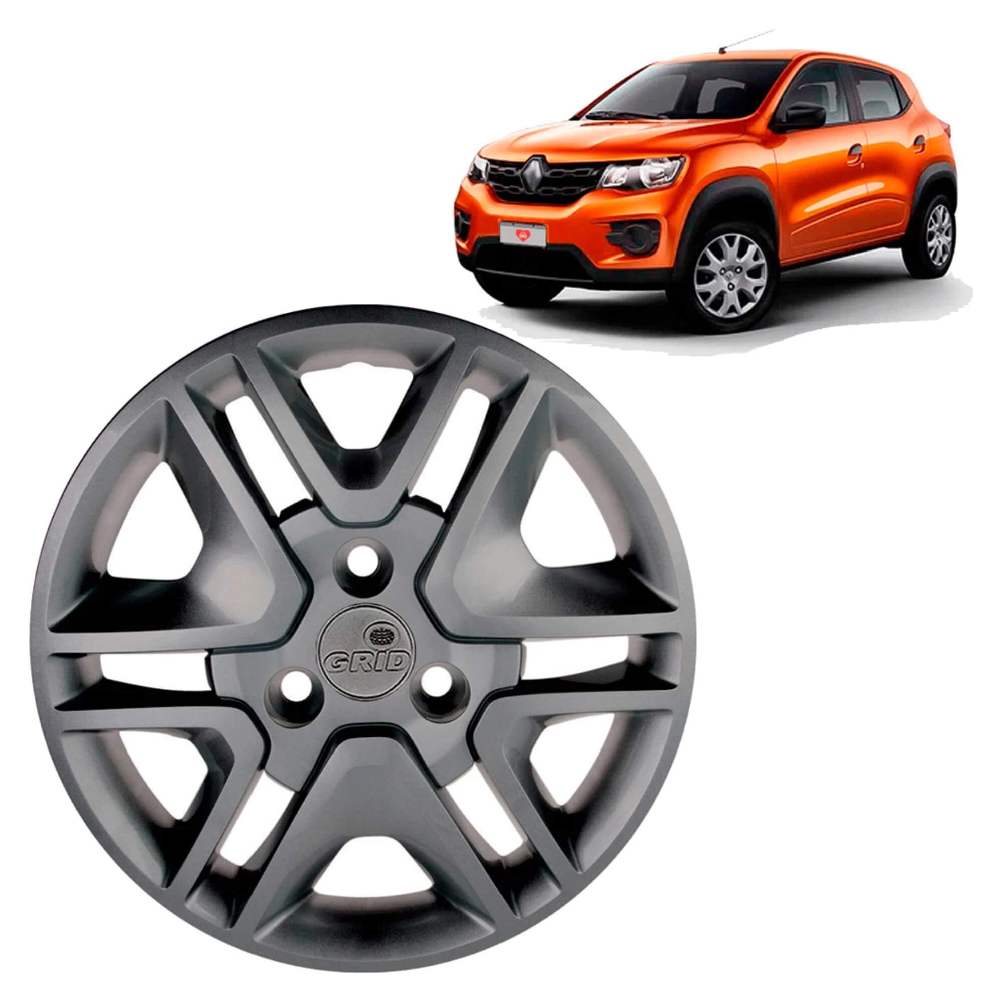 Calota Aro 14" cor Grafite Mod Kwid Intense 18/20 (Jogo c/ 4 Calotas) Grid - 877CP-GFT-E